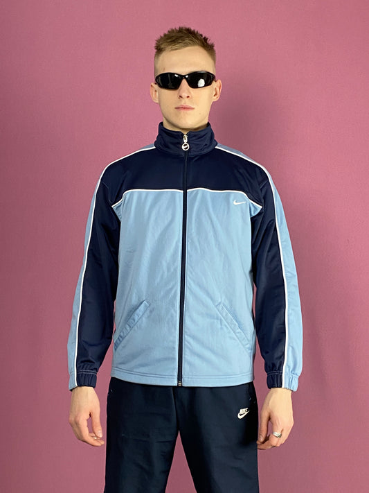 Nike Vintage Men's Track Jacket - Small Blue Polyester