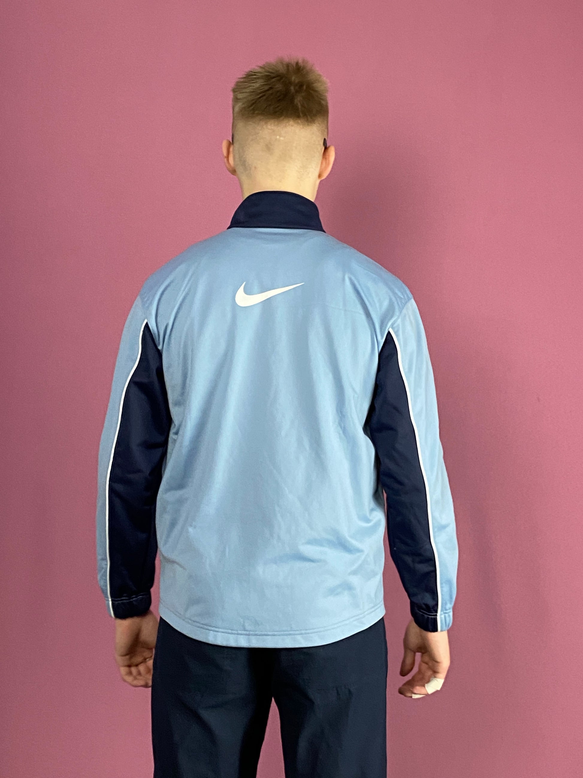 Nike Vintage Men's Track Jacket - Small Blue Polyester