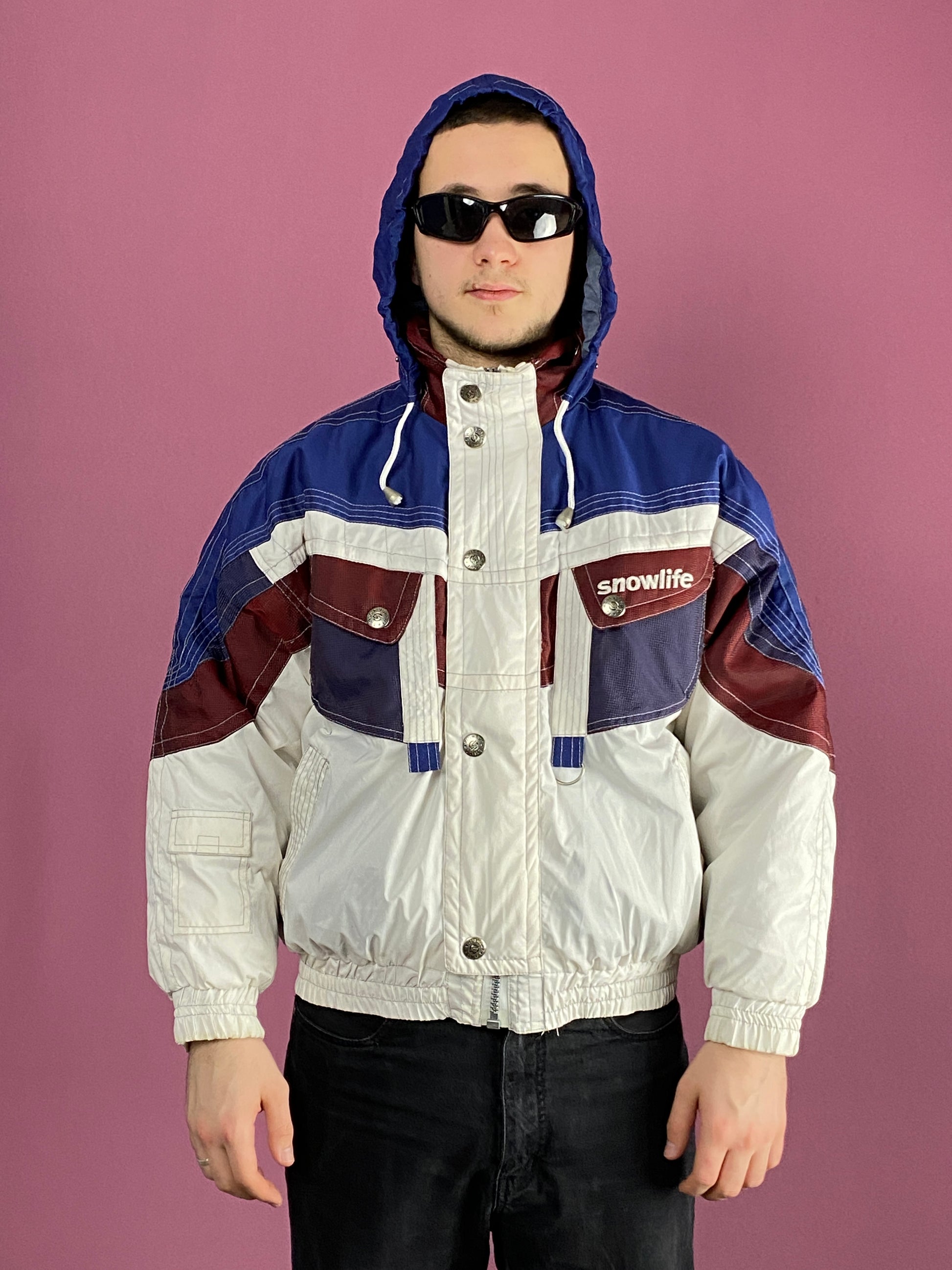 SnowLife Vinatge Men's Ski Jacket - Small White Nylon
