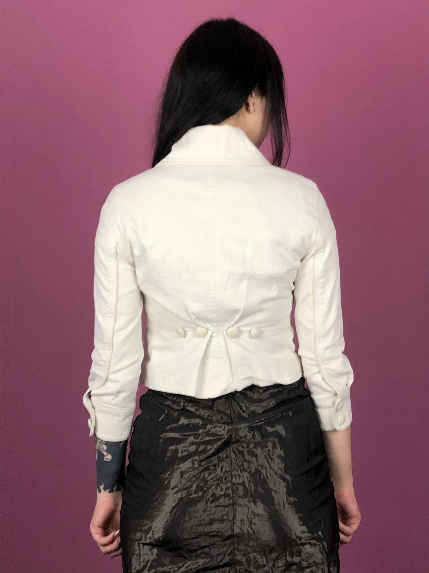 Armani Exchance Vintage Women's Jacket - Small White Cotton