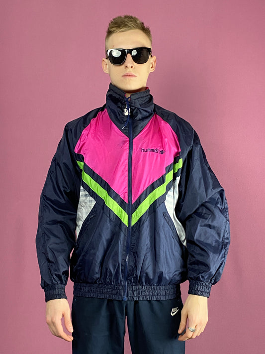 90s Hummel Vintage Men's Windbreaker Jacket - Medium Multicolor Nylon