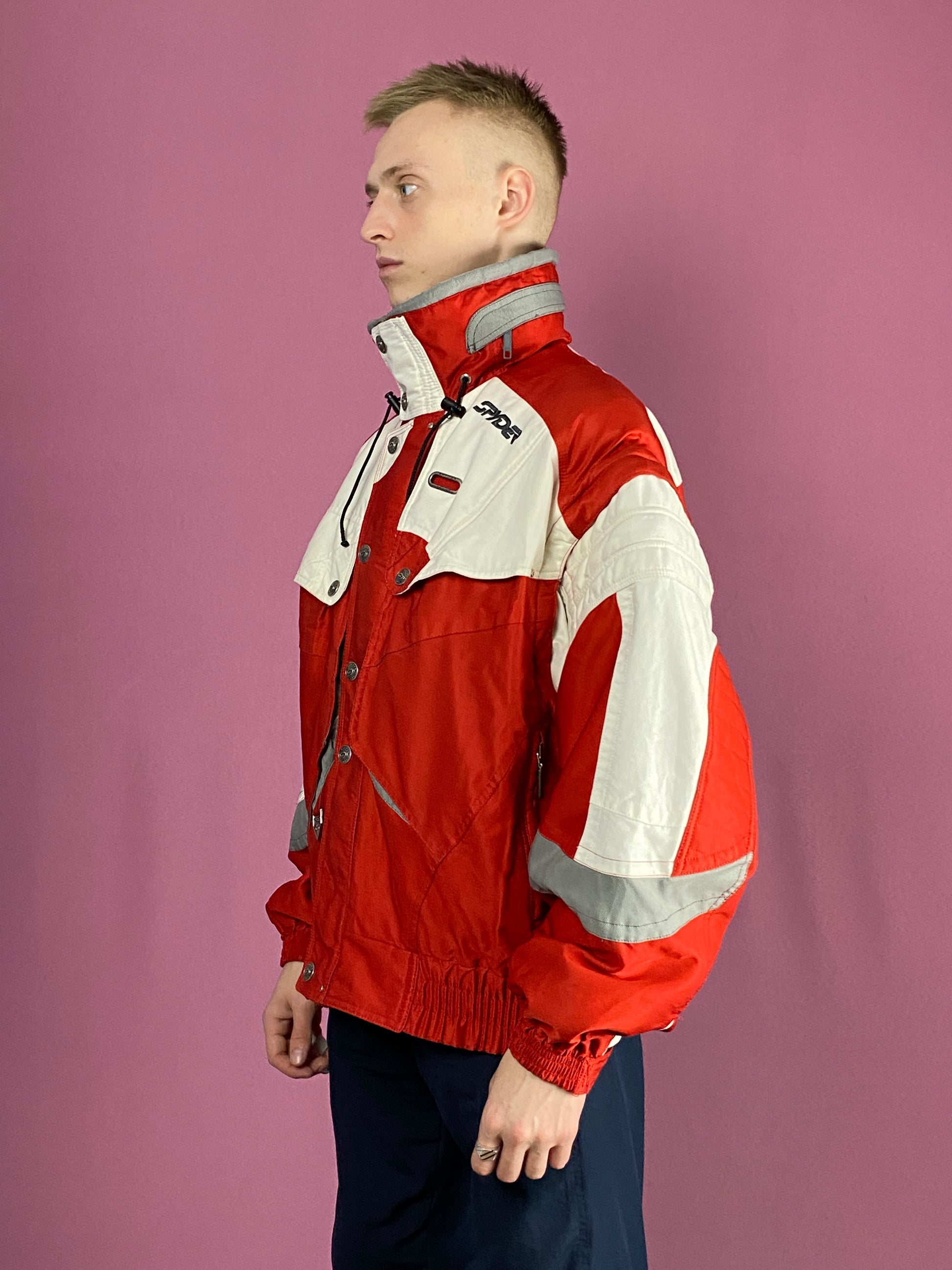 Spyder Vintage Men's Ski Jacket - Large Red & White Polyester Blend