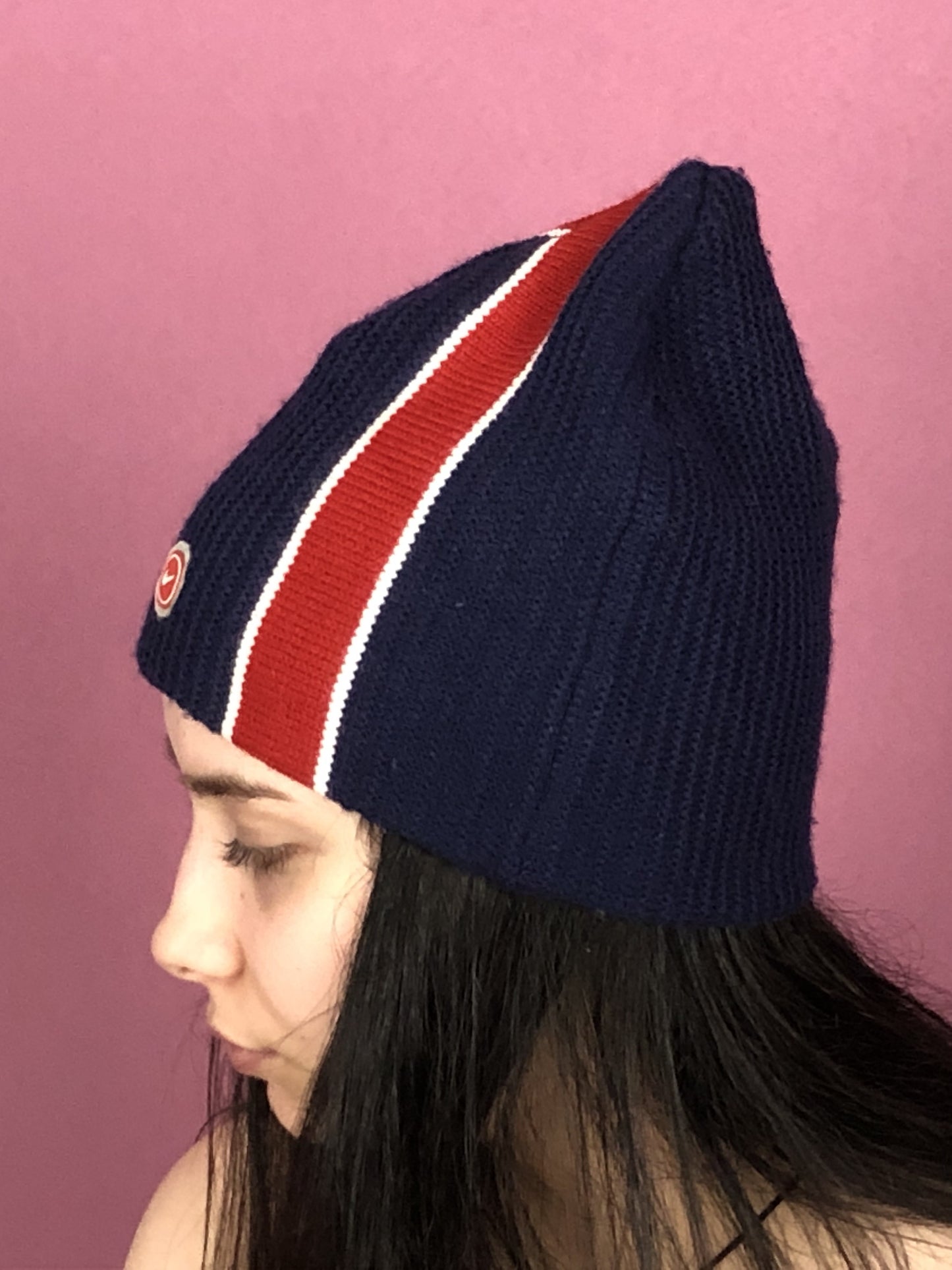 90s Nike Vintage Knit Beanie Hat - Navy Blue Acrylic