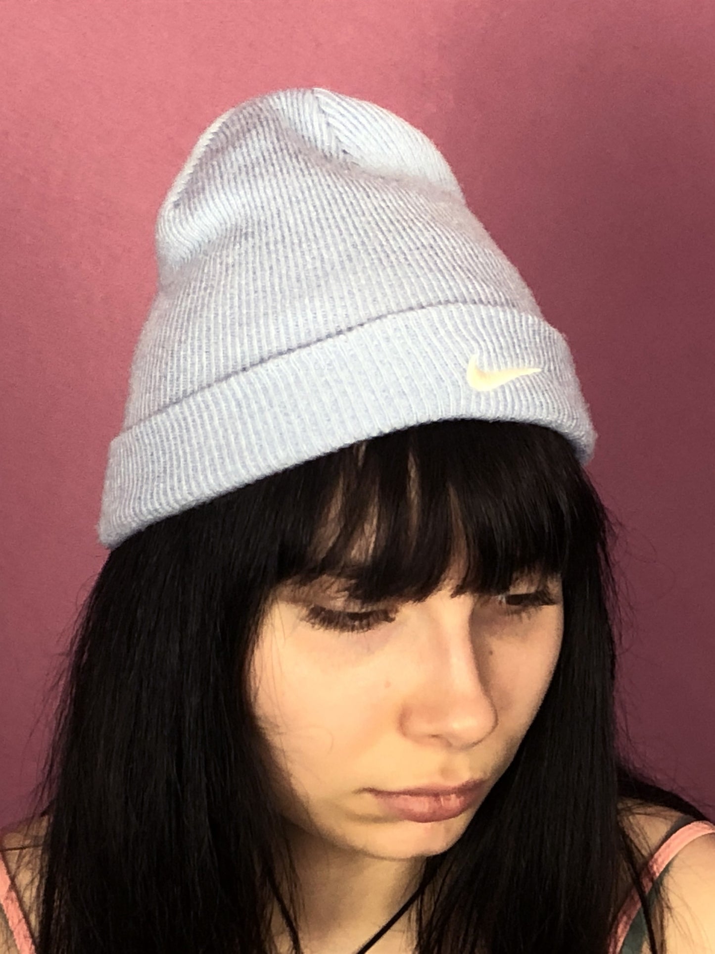 90s Nike Vintage Women's Beanie Hat - S Light Blue Acrylic