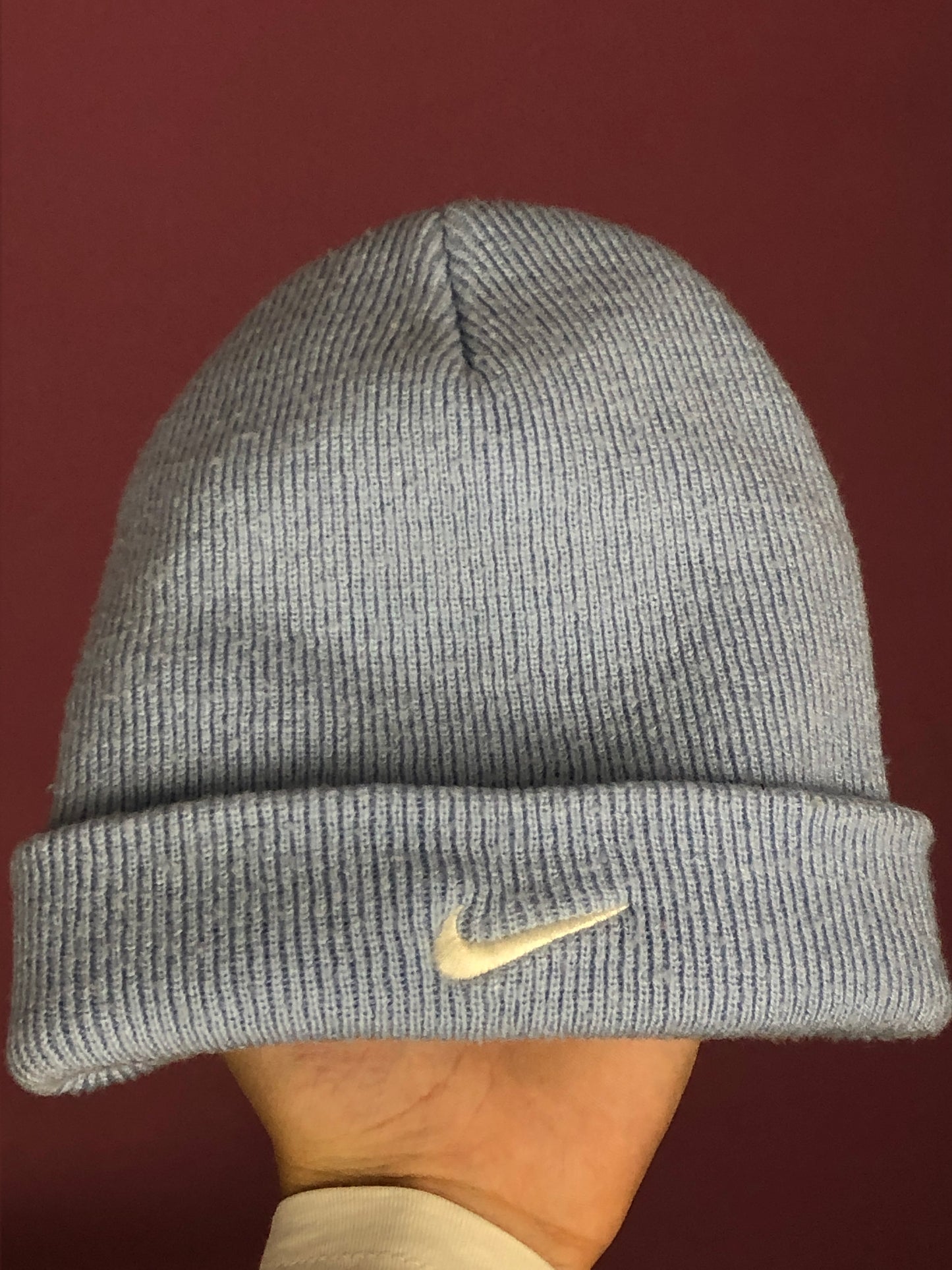 90s Nike Vintage Women's Beanie Hat - S Light Blue Acrylic