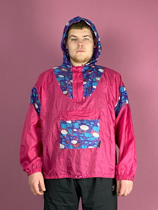 90s Vintage Men's Rain Jacket - XL Pink Nylon