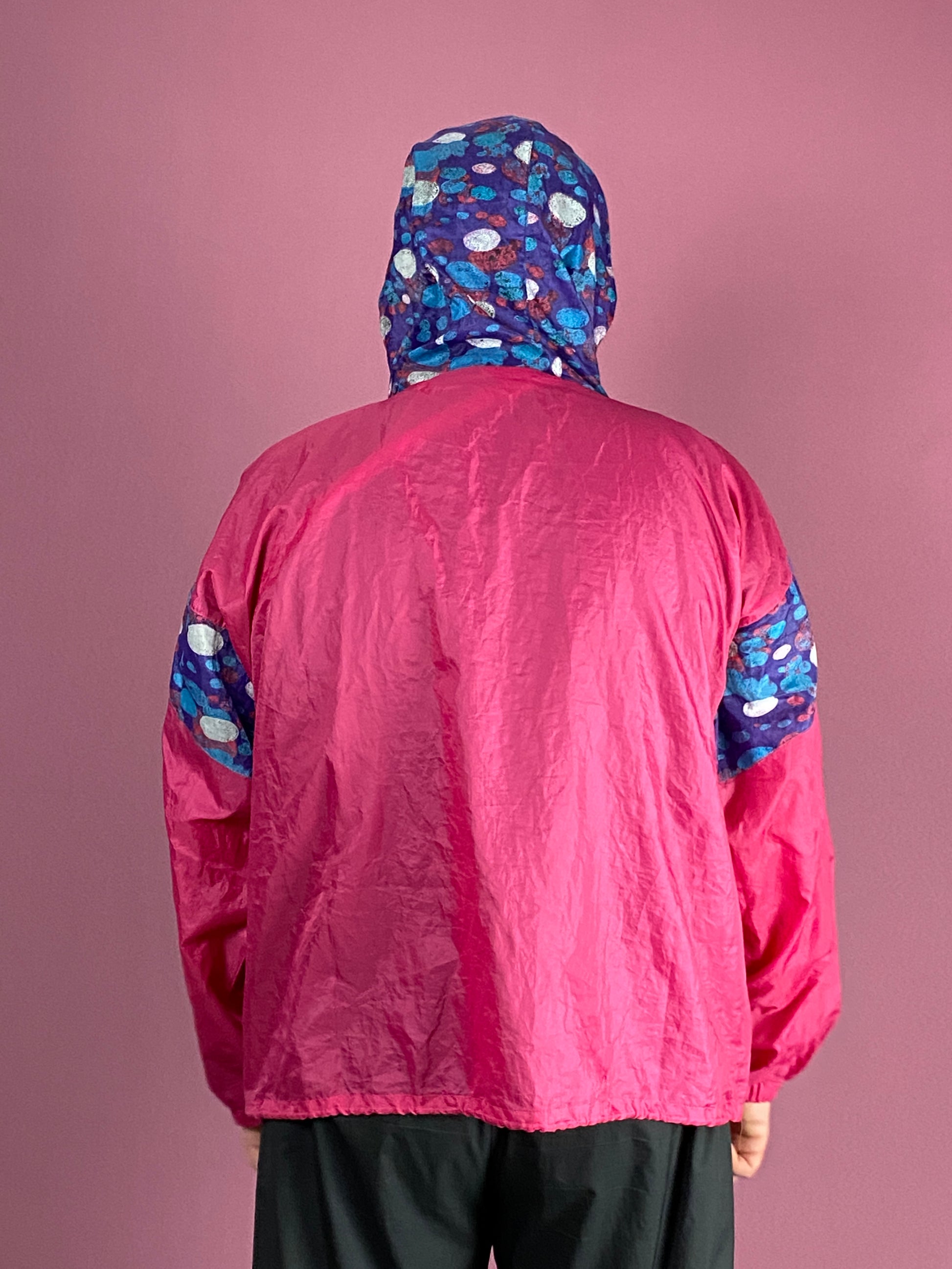 90s Vintage Men's Rain Jacket - XL Pink Nylon