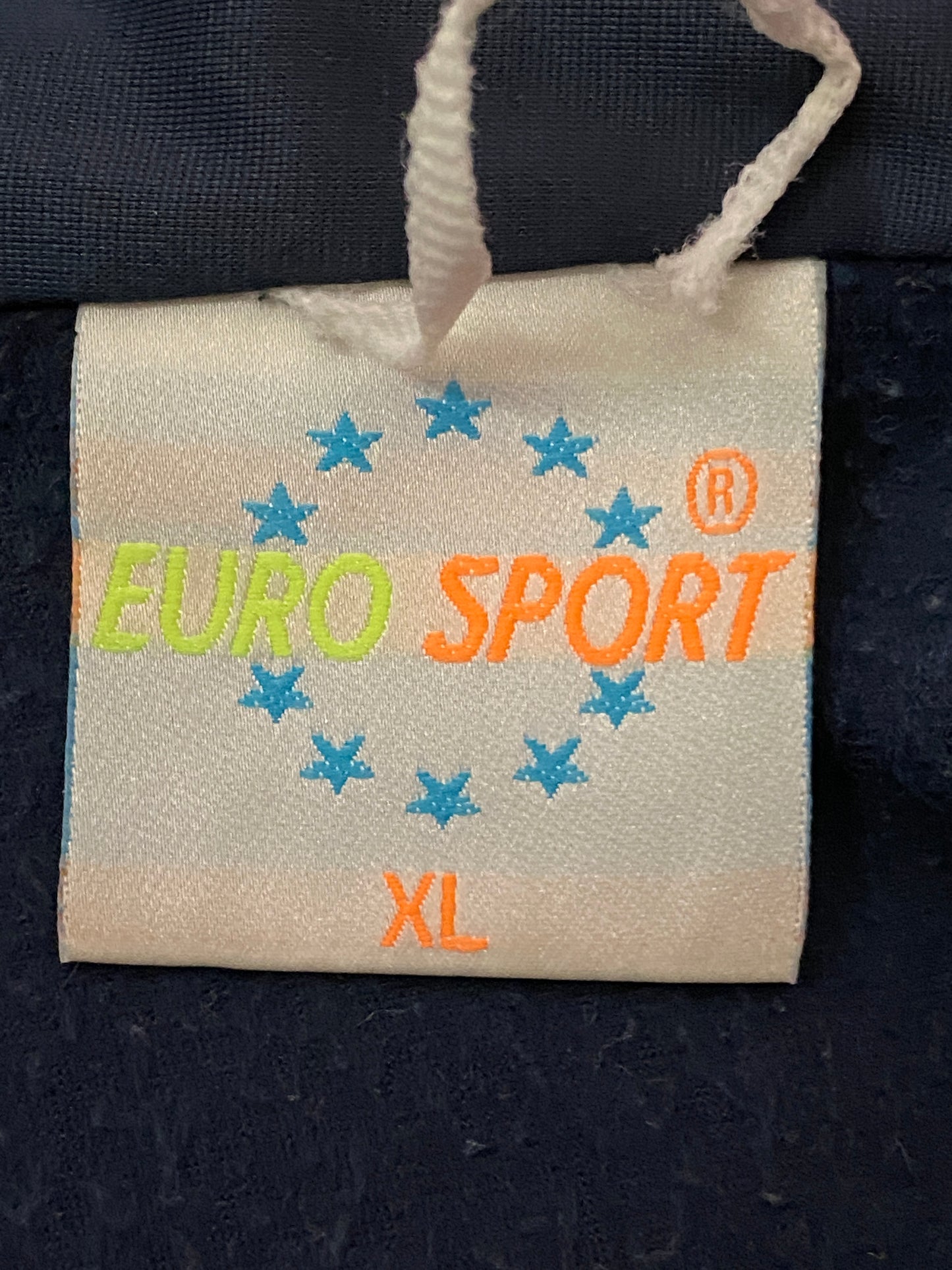 90s Euro Sport Vintage Men's Track Jacket - XL Navy Blue Polyester