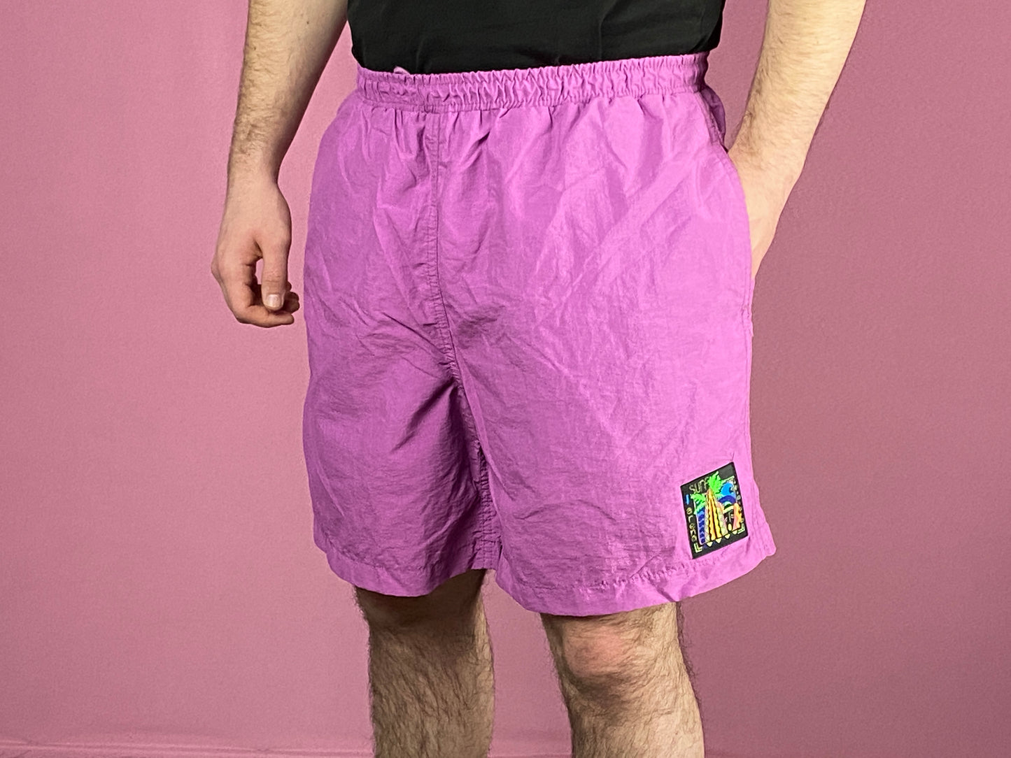 90s Arena Vintage Men's Track Shorts - XL Pink Nylon