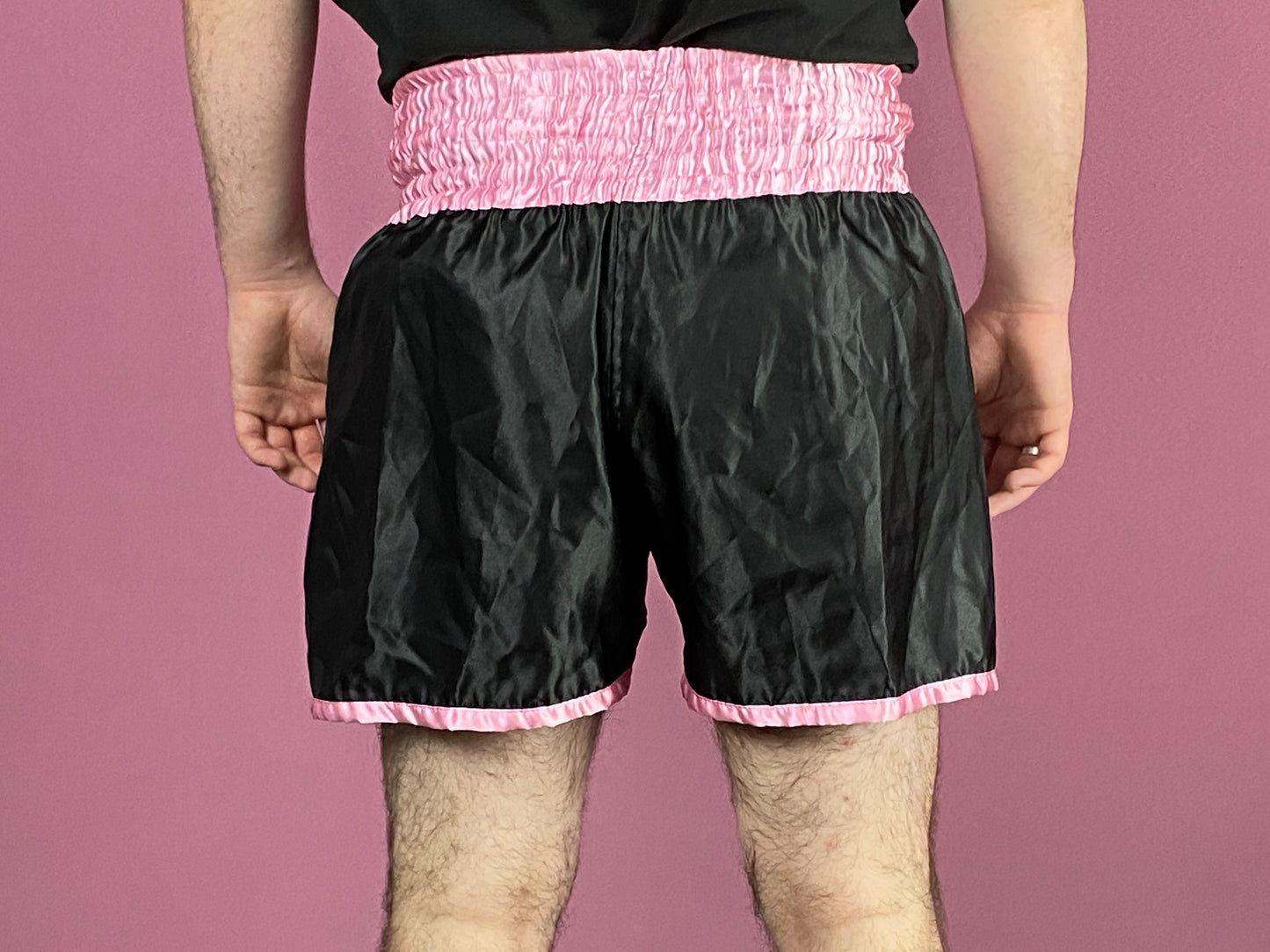 Islero Vintage Men's Muay Thai Boxing Shorts - M Black & Pink Polyester