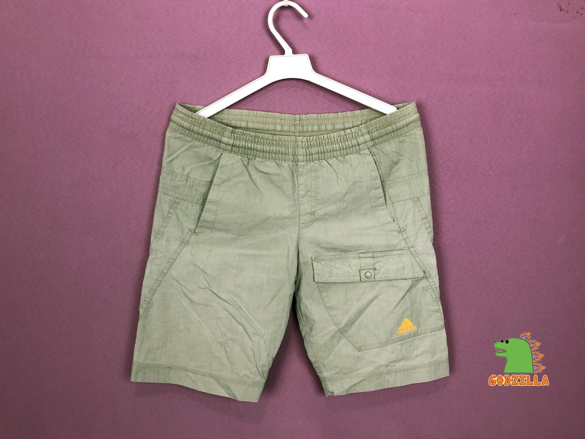 Adidas Vintage Men's Kids Cargo Shorts - 11-12Y Gray Cotton Blend
