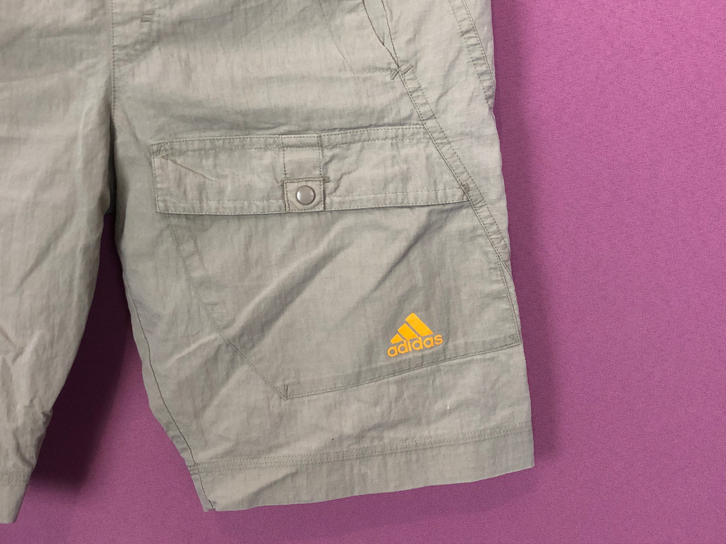 Adidas Vintage Men's Kids Cargo Shorts - 11-12Y Gray Cotton Blend