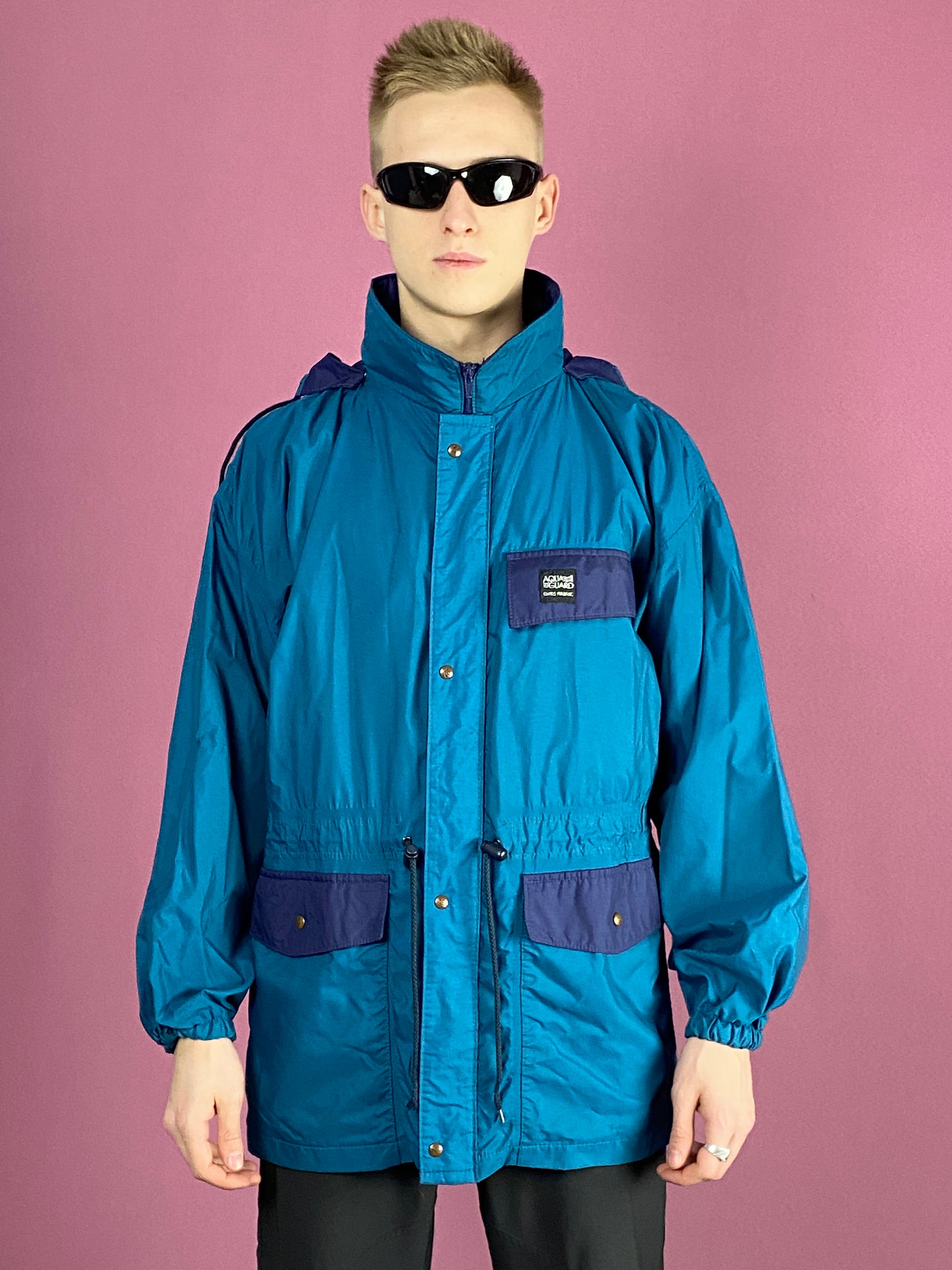 90s Aqua Guard Vintage Men's Rain Jacket - Small Green Nylon