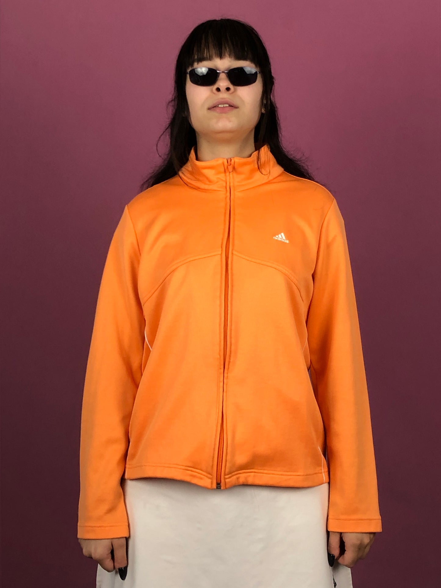 Adidas Vintage Women's Track Jacket - M Orange Polyester Blend