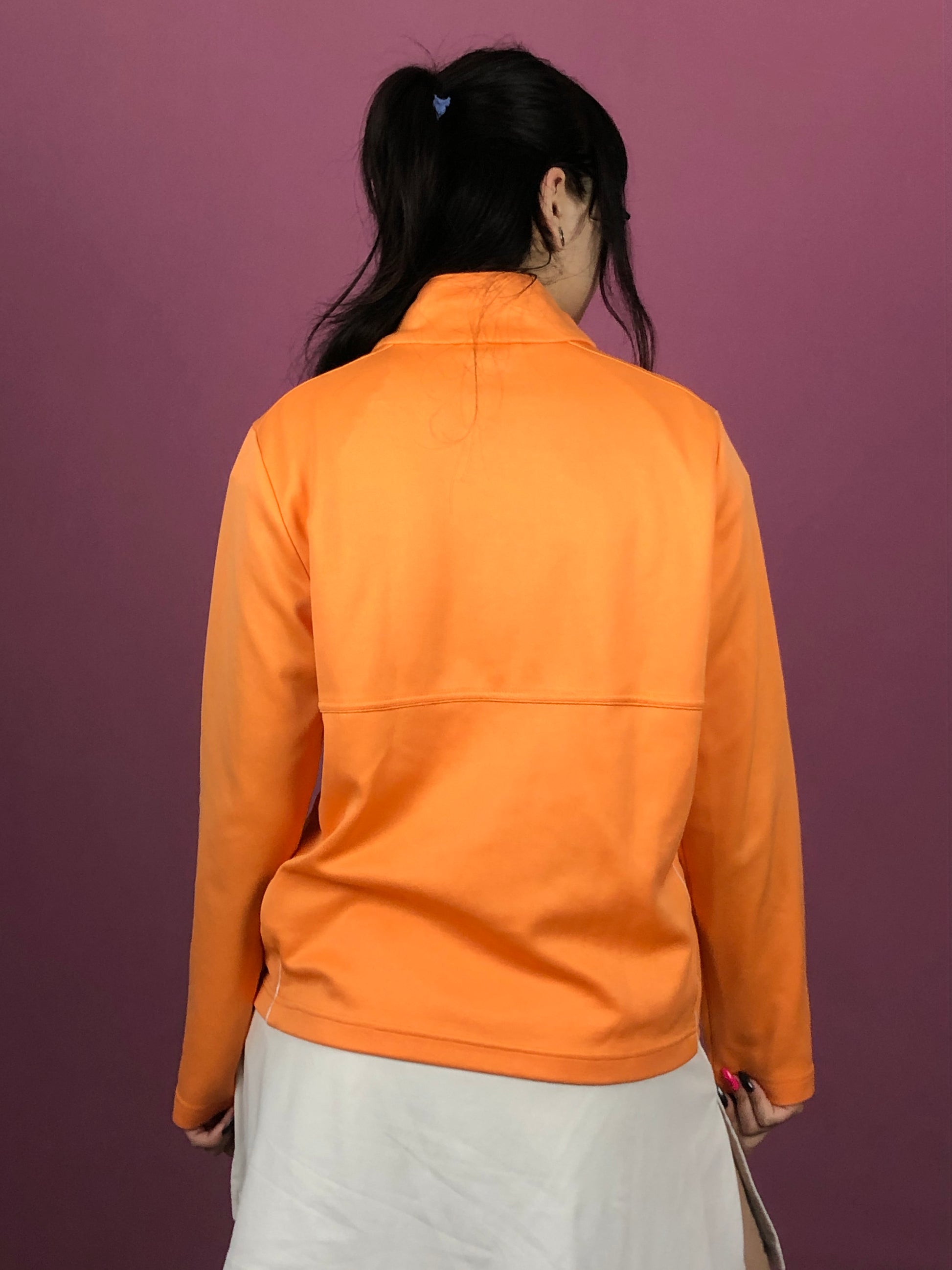 Adidas Vintage Women's Track Jacket - M Orange Polyester Blend