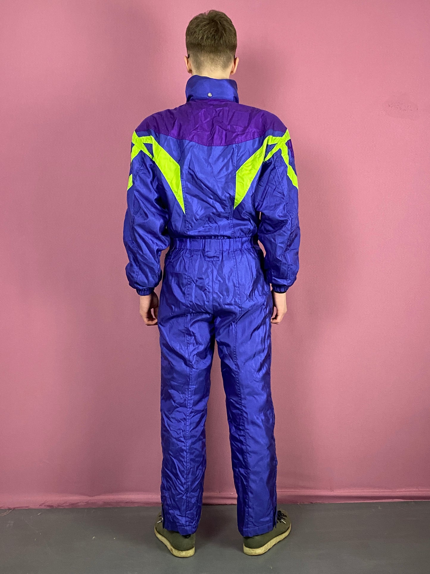 90s Descente Vintage Men's One Piece Ski Suit - Large Blue Nylon