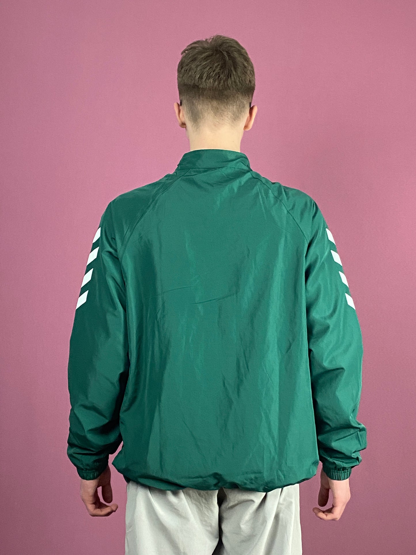Hummel Vintage Men's Windbreaker Jacket - Large Green Polyester