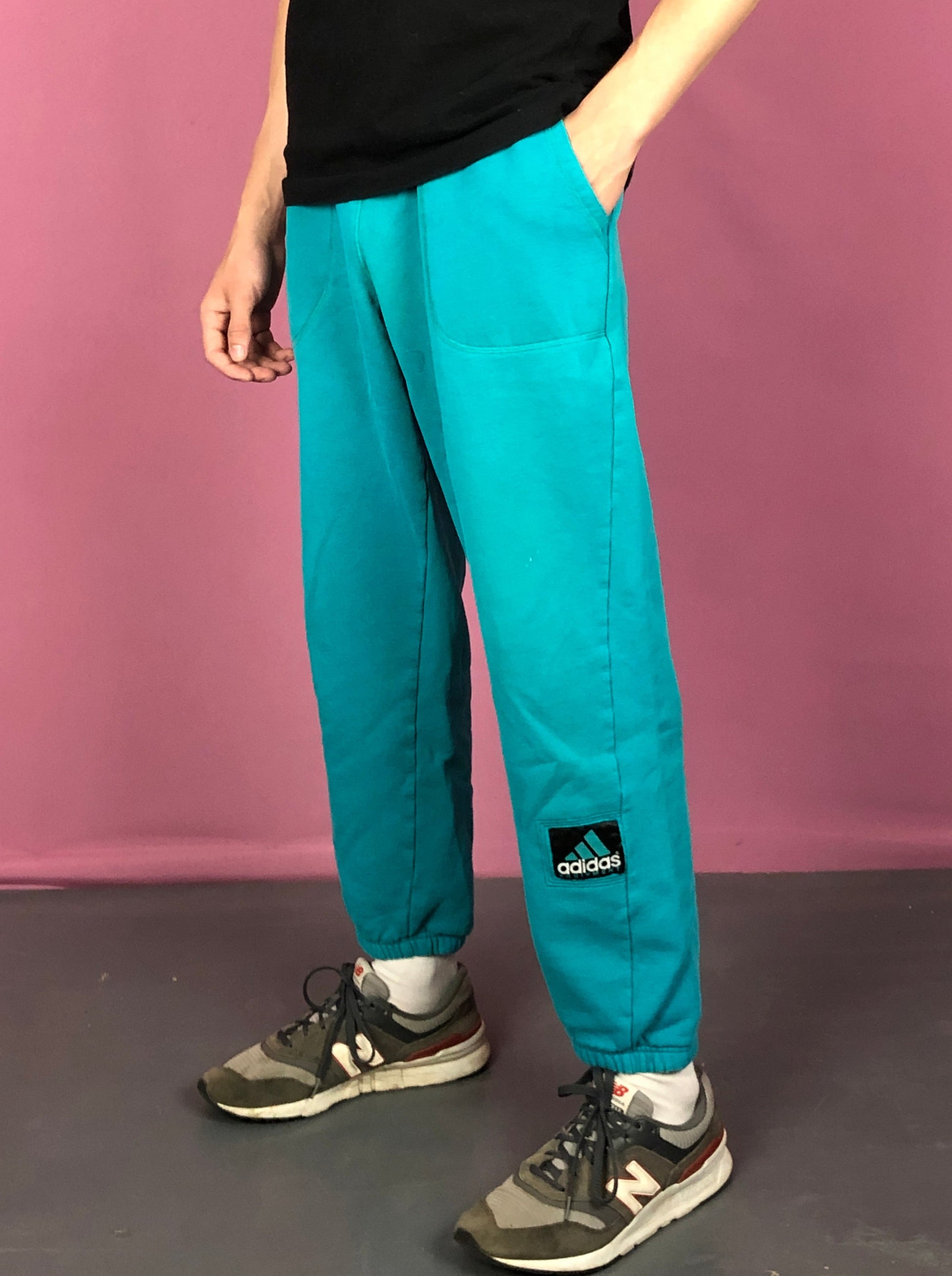 90s Adidas Equipment Vintage Men's Sweatpants - M Blue Cotton Blend
