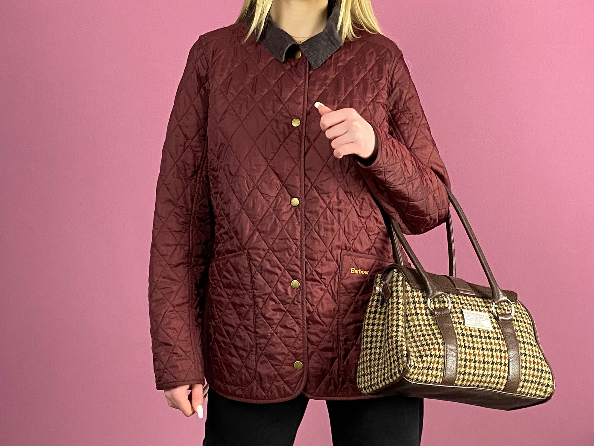 Barbour Vintage Women's Quilted Jacket - XL Burgundy Nylon