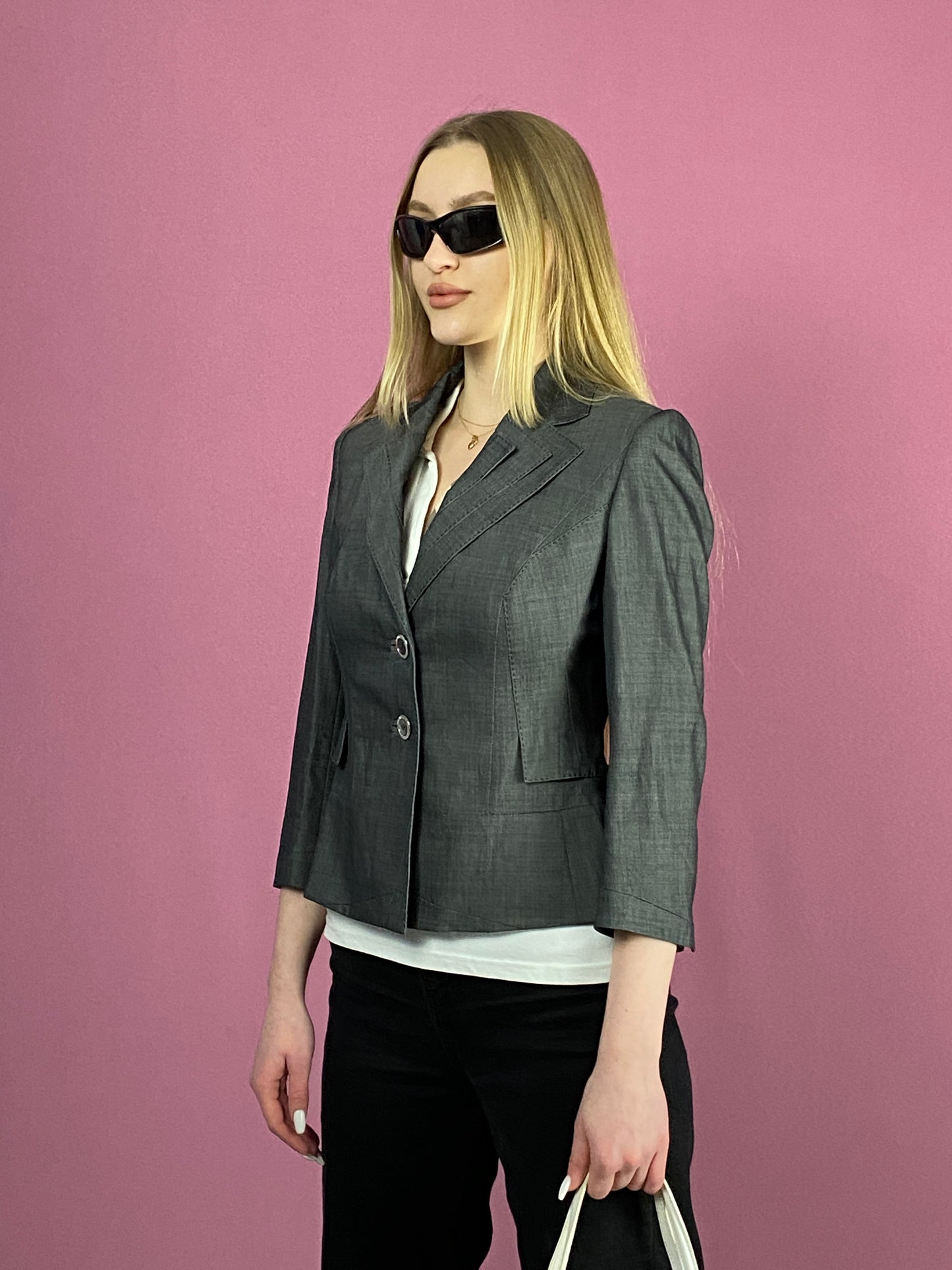 Karen Millen Vintage Women's Blazer Jacket - Medium Gray Wool Blend