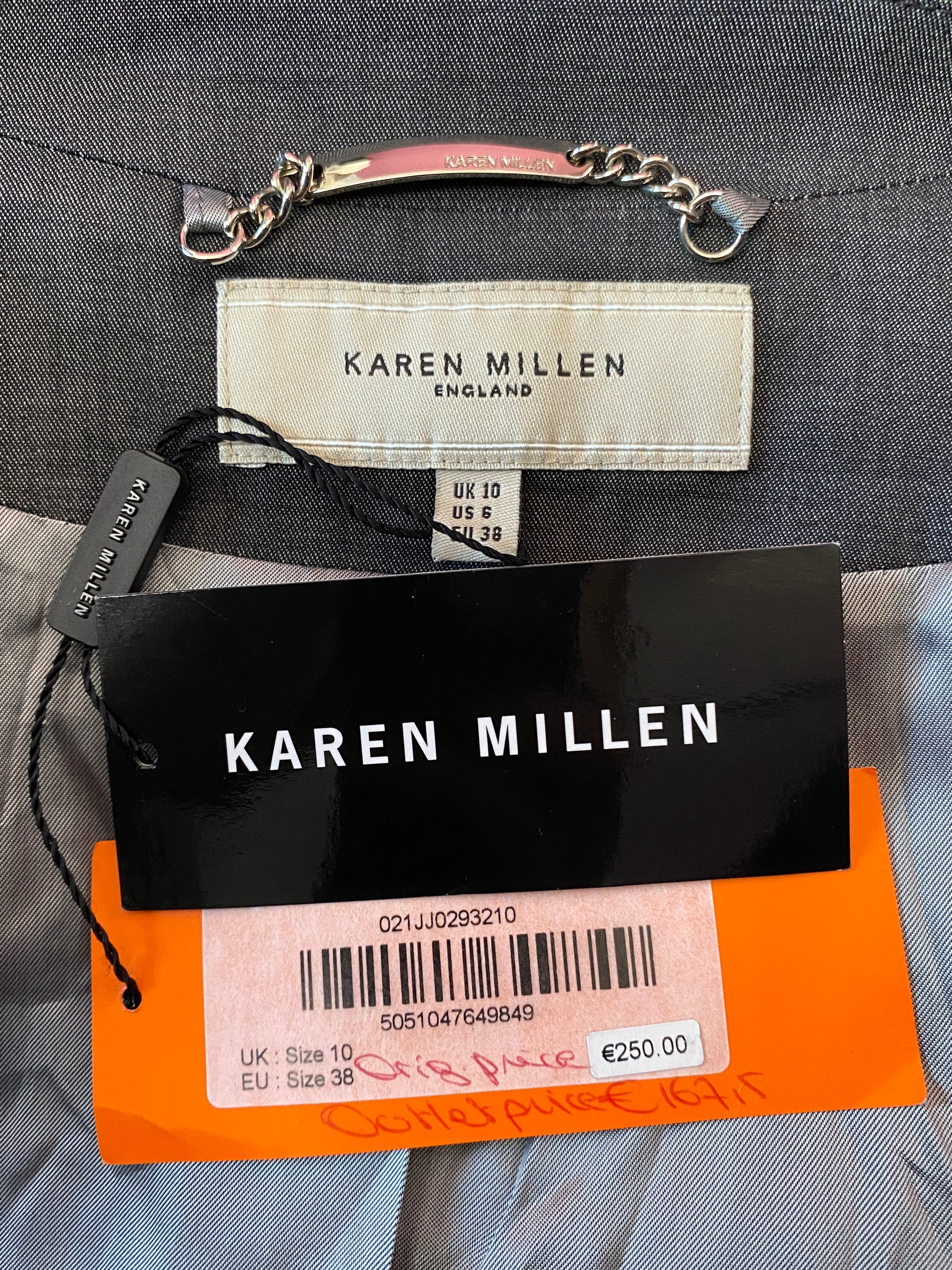 Karen Millen Vintage Women's Blazer Jacket - Medium Gray Wool Blend