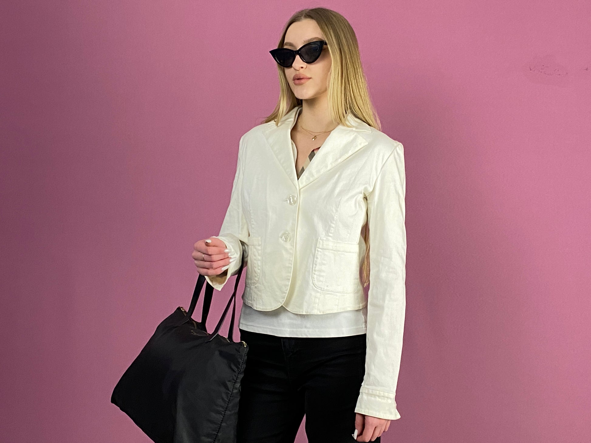 Versace Jeans Couture Vintage Women's Blazer Jacket - Small White Cotton