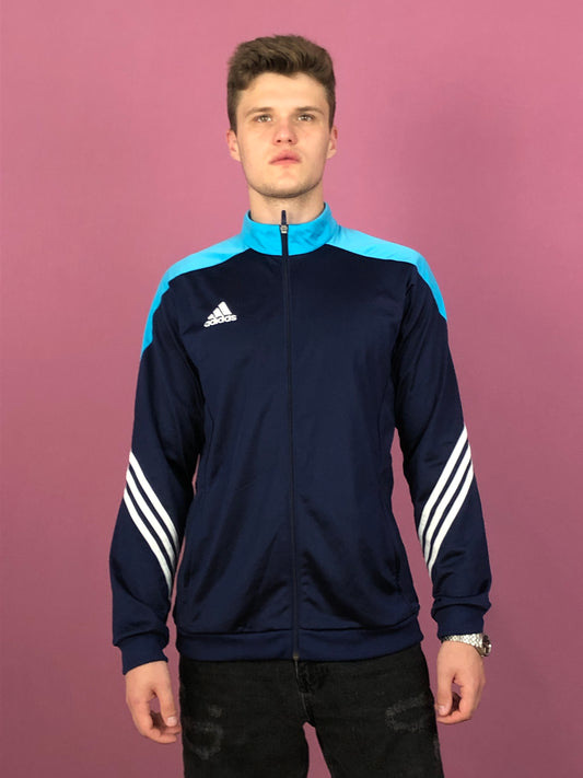 Adidas Vintage Men's Track Jacket - Large Navy Blue Polyester