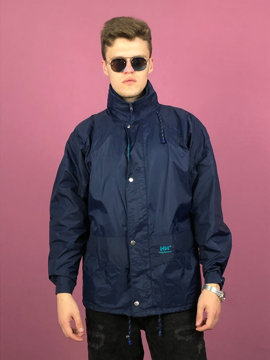 90s Helly Hansen Vintage Men's Windbreaker Jacket - M Navy Blue Nylon