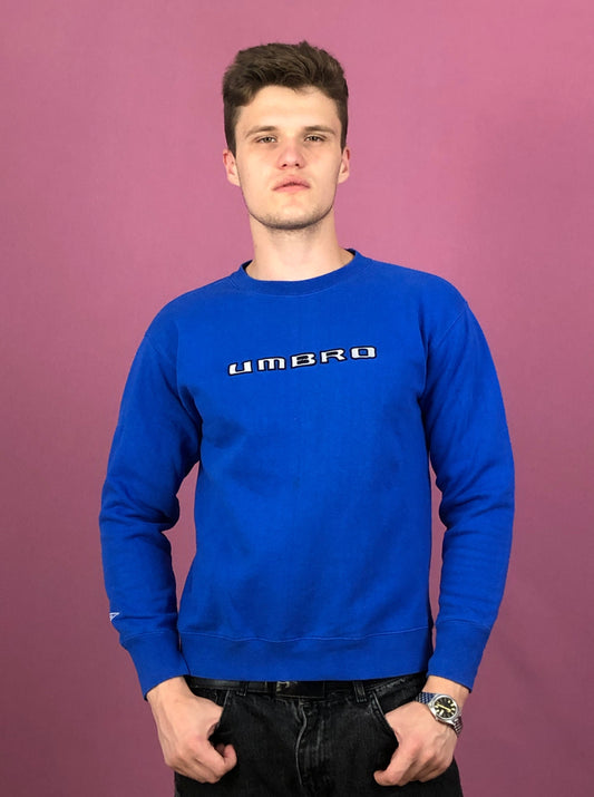 Umbro Vintage Men's Sweatshirt - Small Blue Cotton Blend