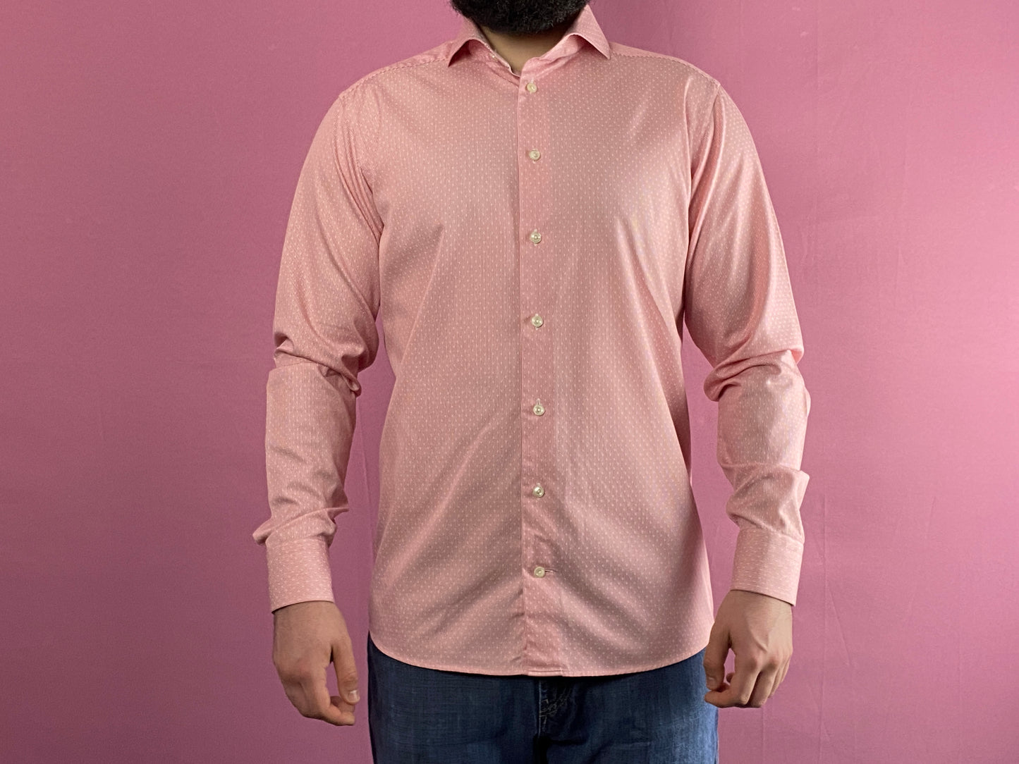 Eton Vintage Men's Slim Dress Shirt - L Pink Cotton