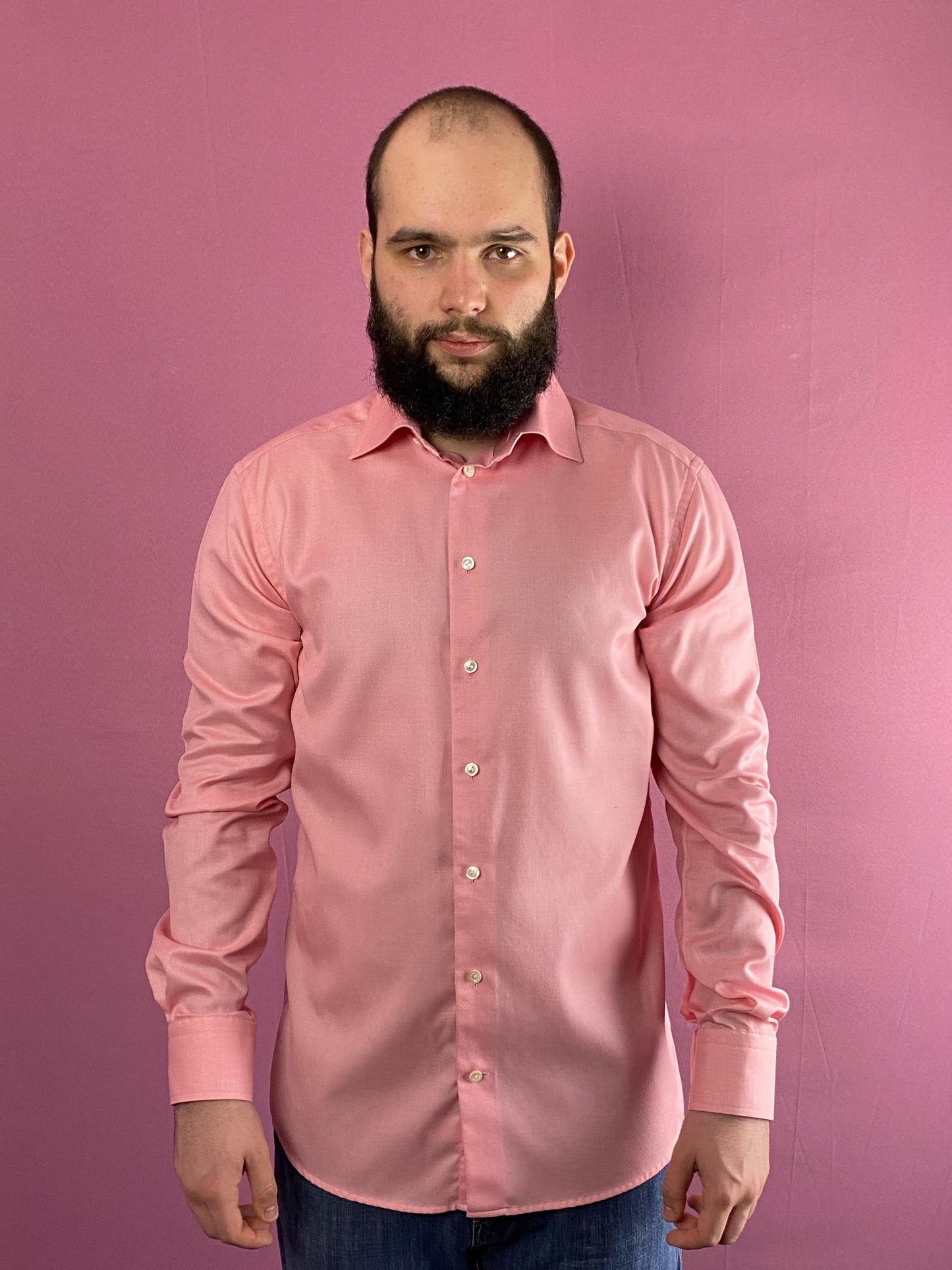 Eton Vintage Men's Slim Dress Shirt - L Pink Cotton