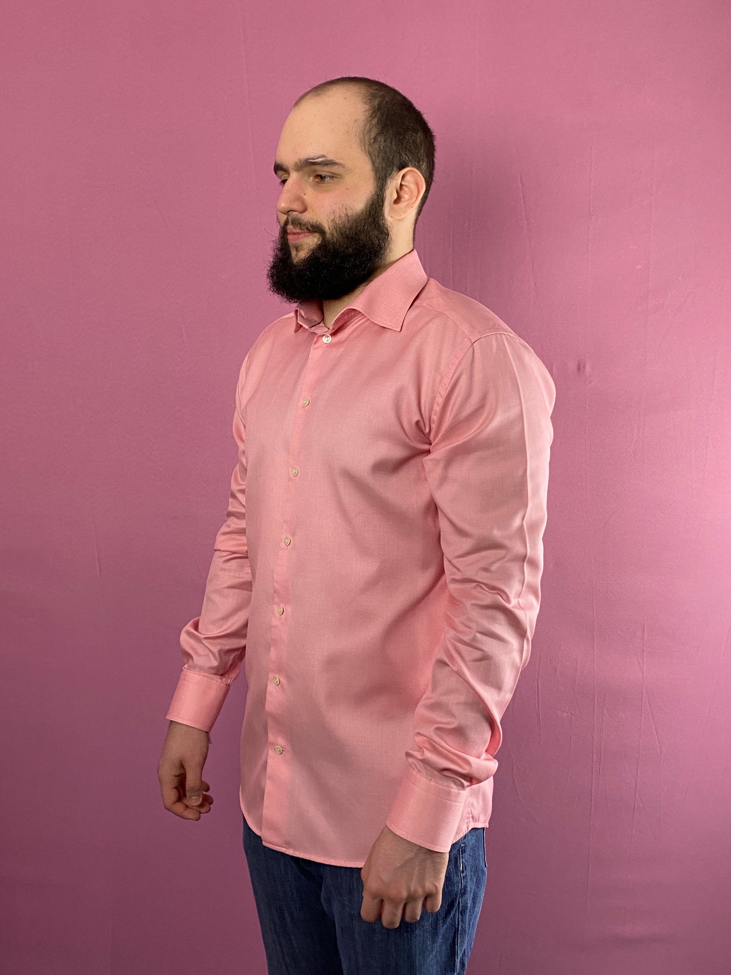 Eton Vintage Men's Slim Dress Shirt - L Pink Cotton