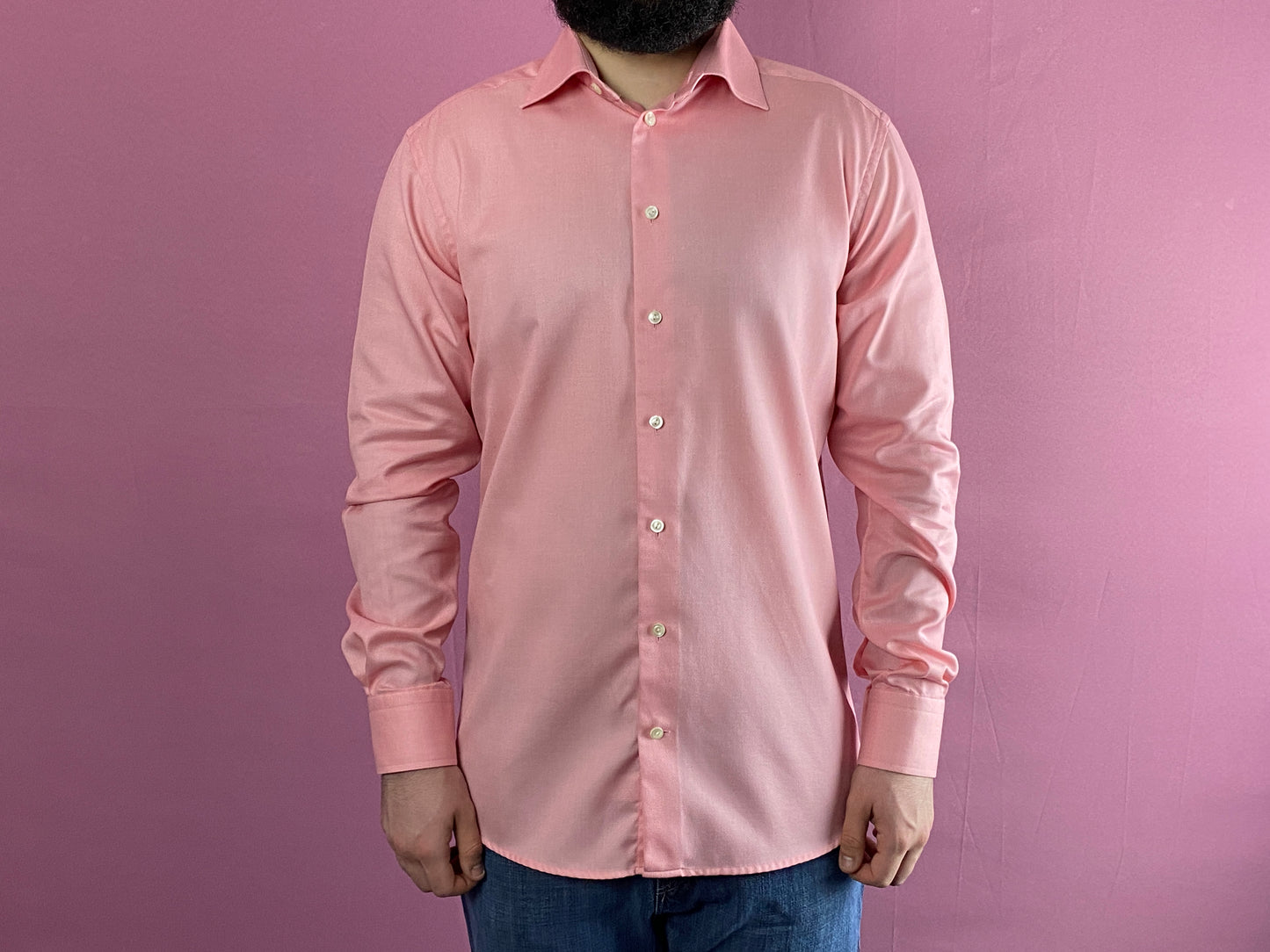 Eton Vintage Men's Slim Dress Shirt - L Pink Cotton