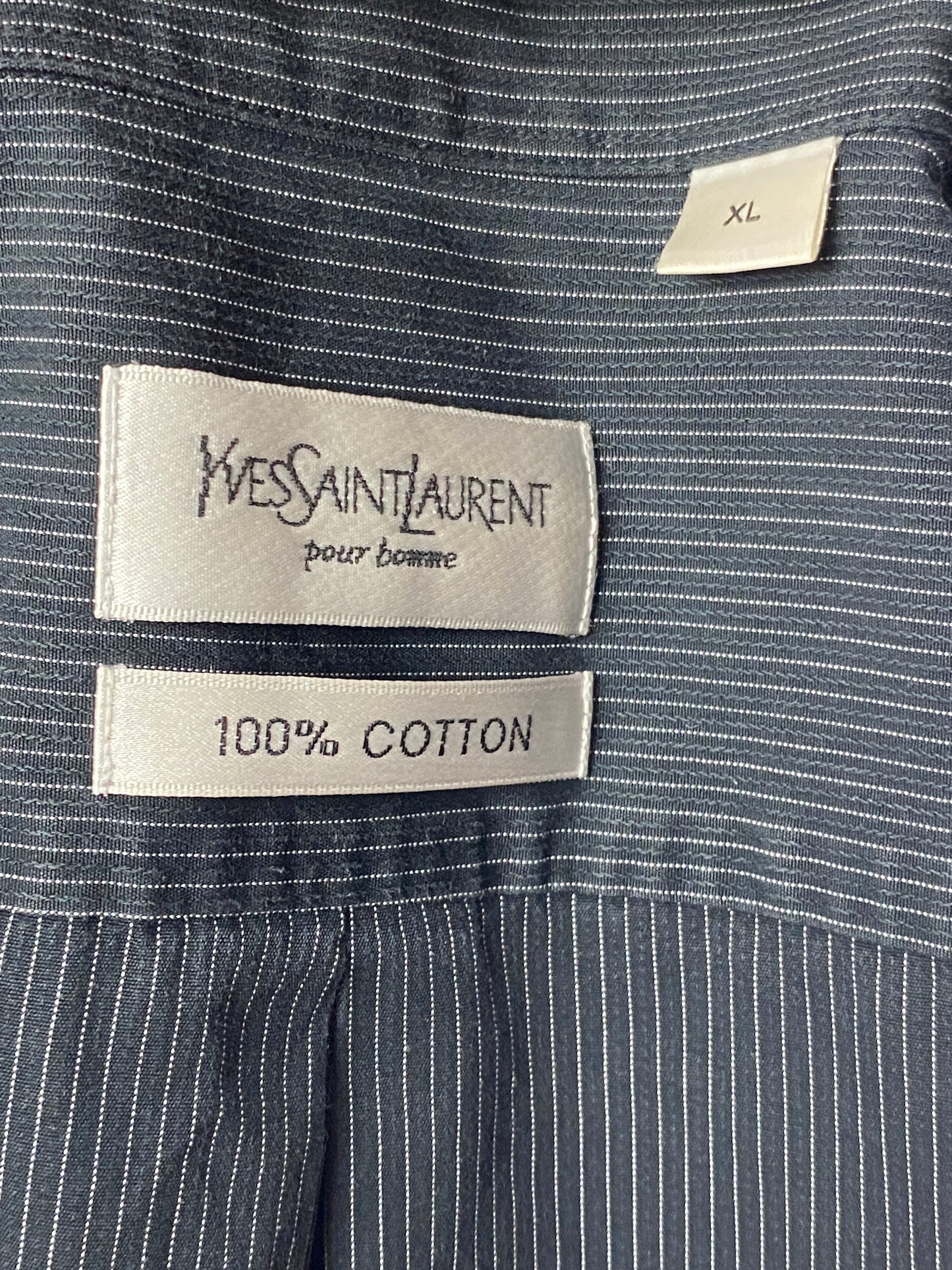 Yves Saint Laurent Vintage Men's Striped Shirt - XL Gray Cotton