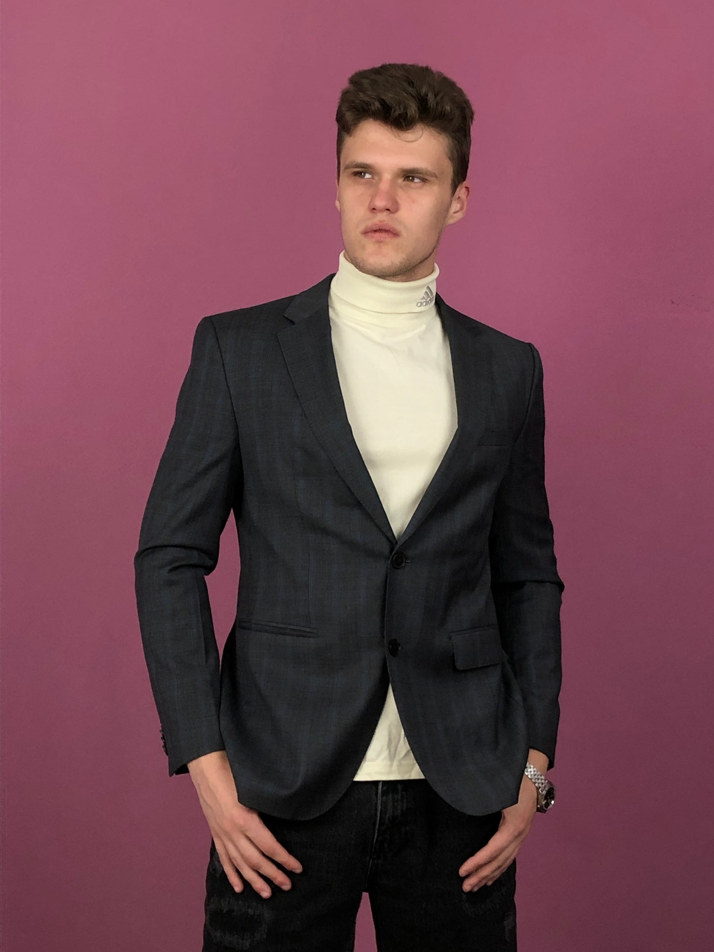 Hugo Boss Vintage Men's Suit Blazer - Medium Gray Wool