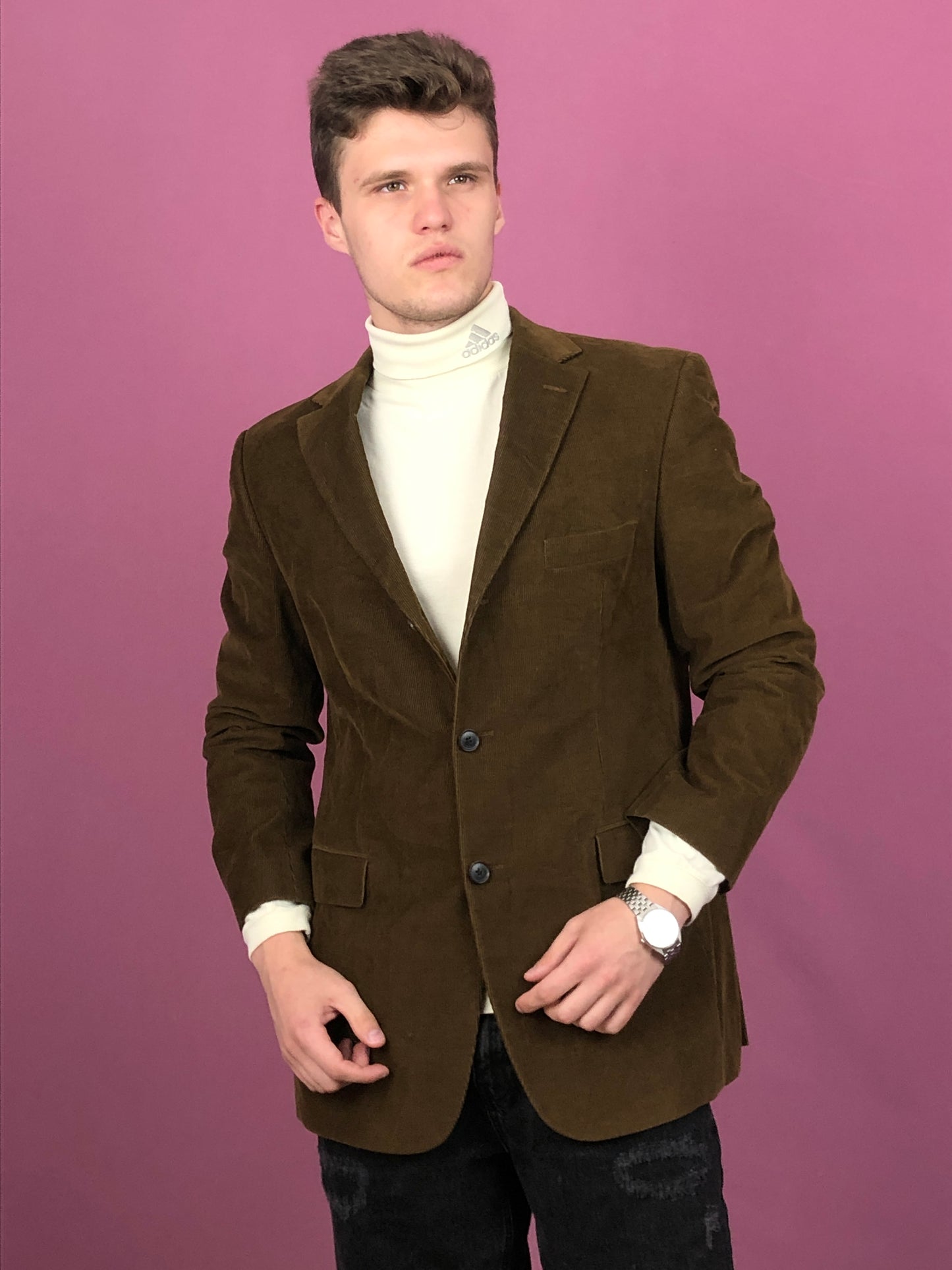 Hugo Boss Vintage Men's Corduroy Blazer Jacket - Large Brown Cotton