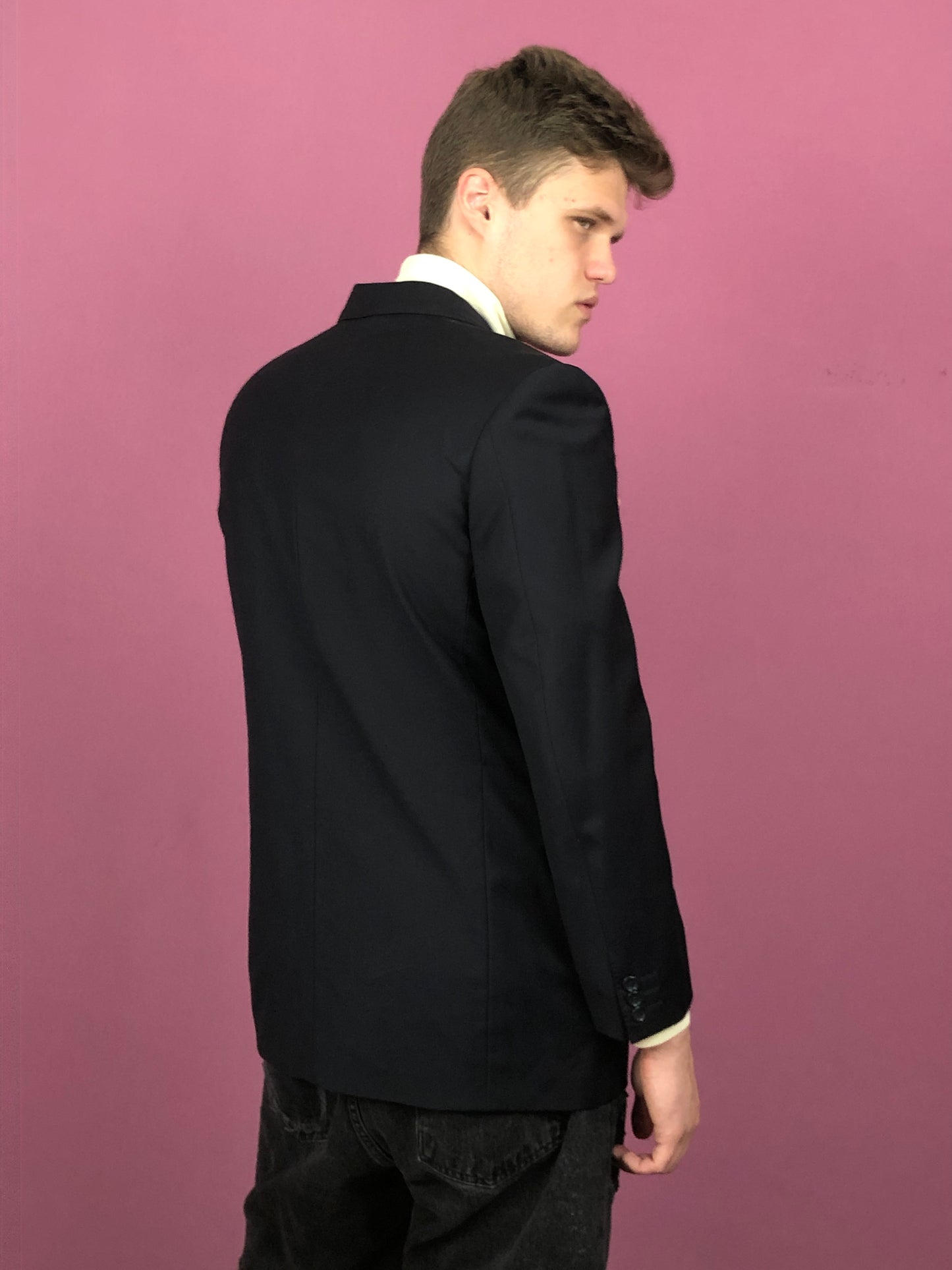 Canali Vintage Men's Suit Blazer - Large Black Rayon Cupro Bemberg