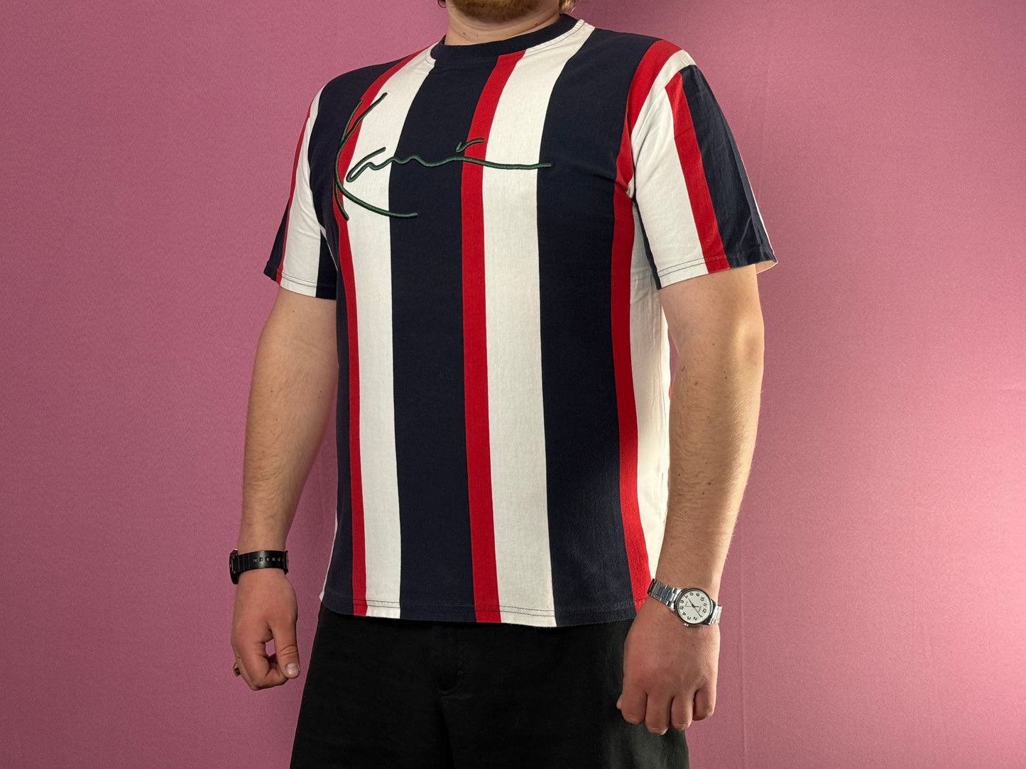 Karl Kani Vintage Men's Striped T-Shirt - XL Multicolor Cotton