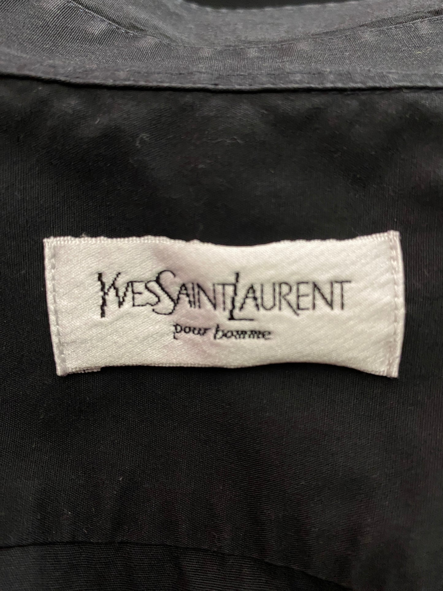 Yves Saint Laurent Vintage Men's French Cuff Dress Shirt - L Black Cotton