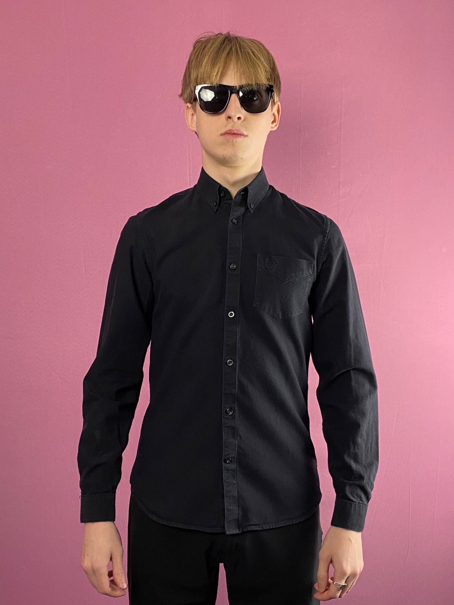 Fred Perry Vintage Men's Shirt - S Black Cotton