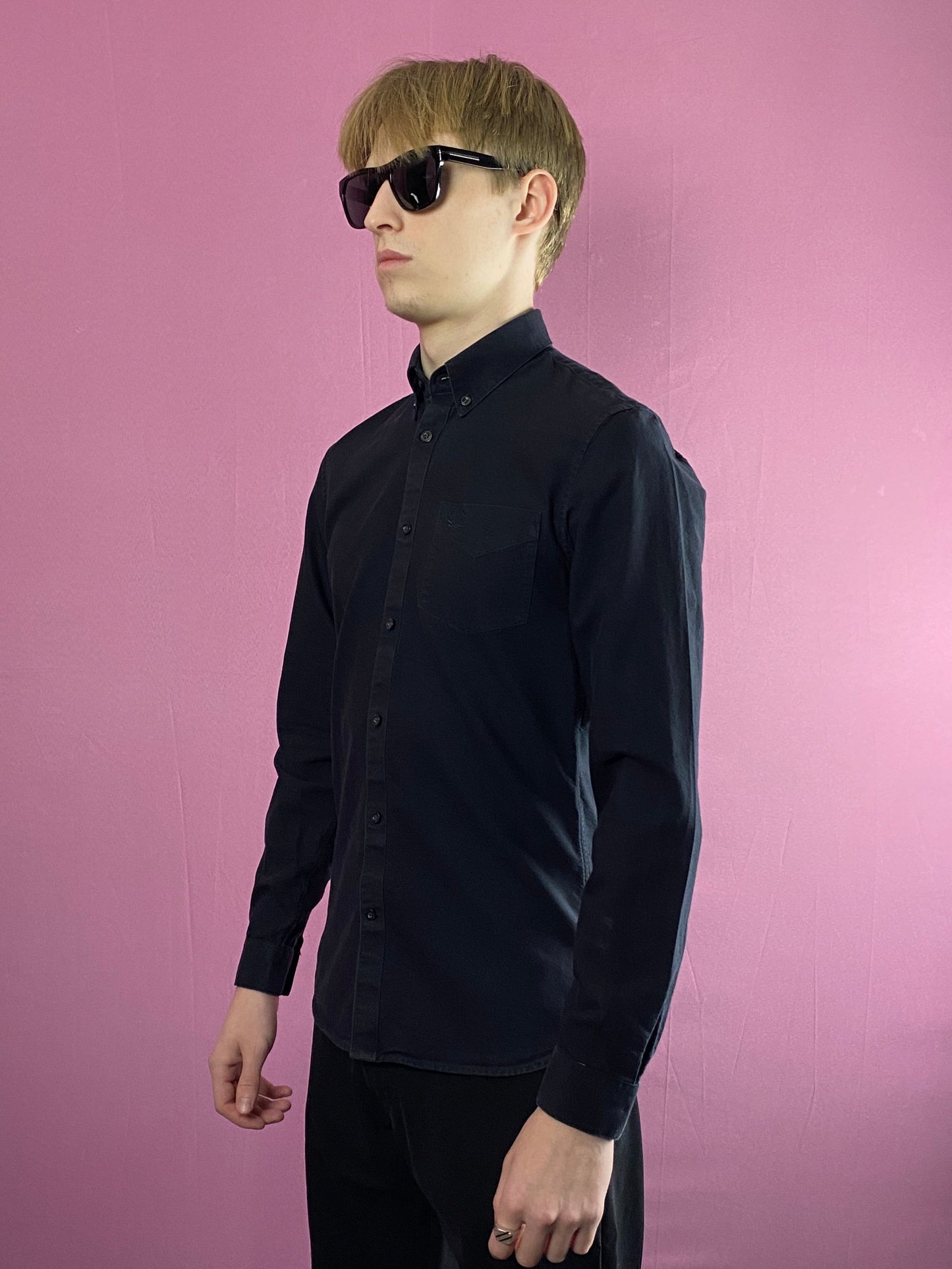 Fred Perry Vintage Men's Shirt - S Black Cotton