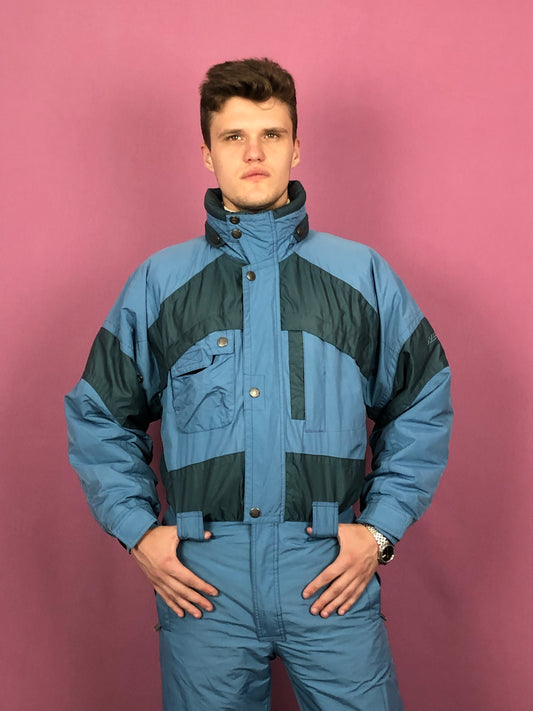 90s Nevica Vintage Men's One Piece Ski Suit - Medium Navy Blue Nylon