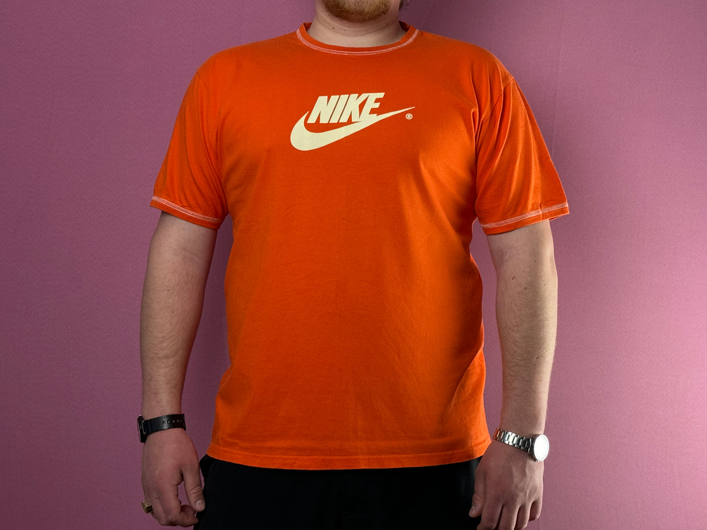 Nike Big Logo Vintage Men's T-Shirt - XL Orange Cotton