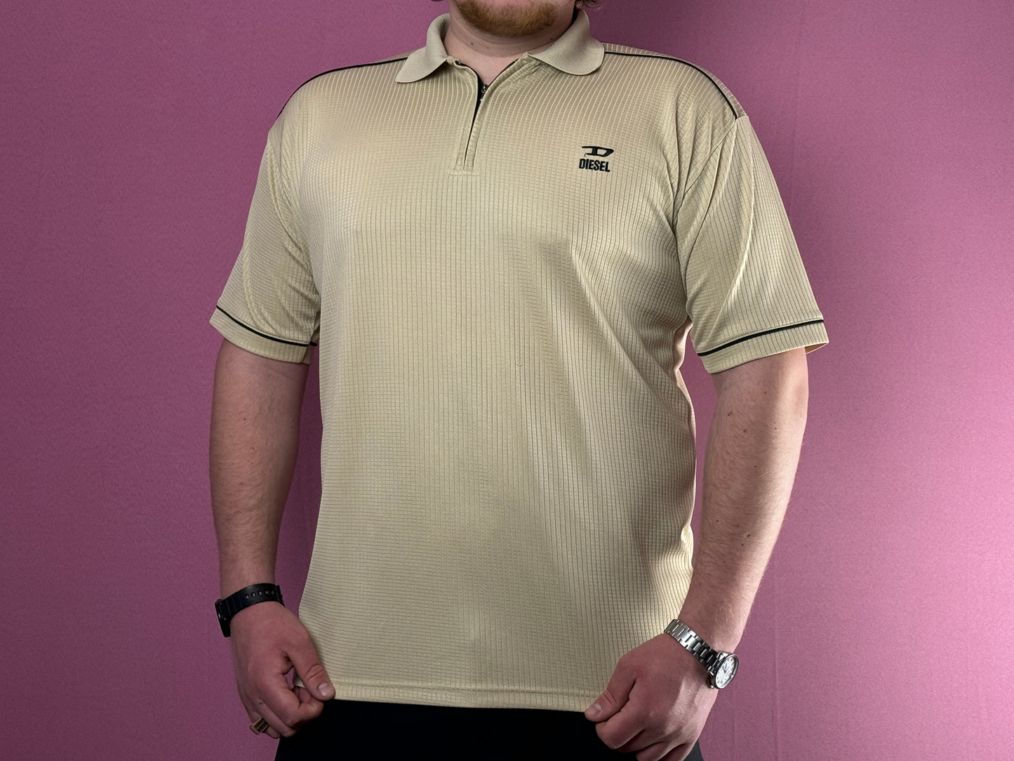 Diesel Vintage Men's Polo Shirt - XXL Beige Cotton