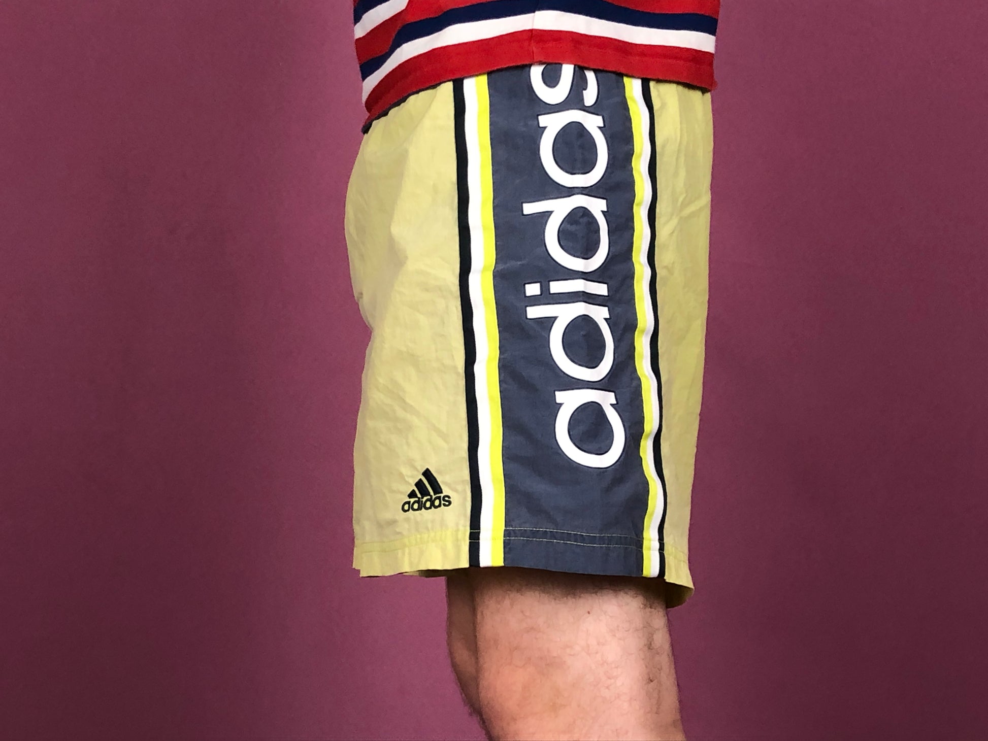 90s Adidas Vintage Men's Track Shorts - Large Yellow Polyester