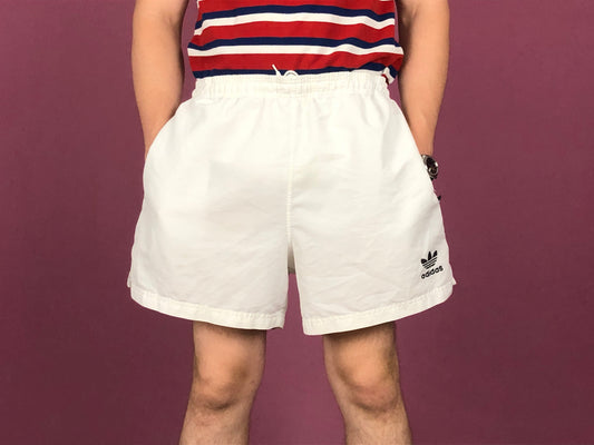 90s Adidas Vintage Men's Track Shorts - Medium White Polyester