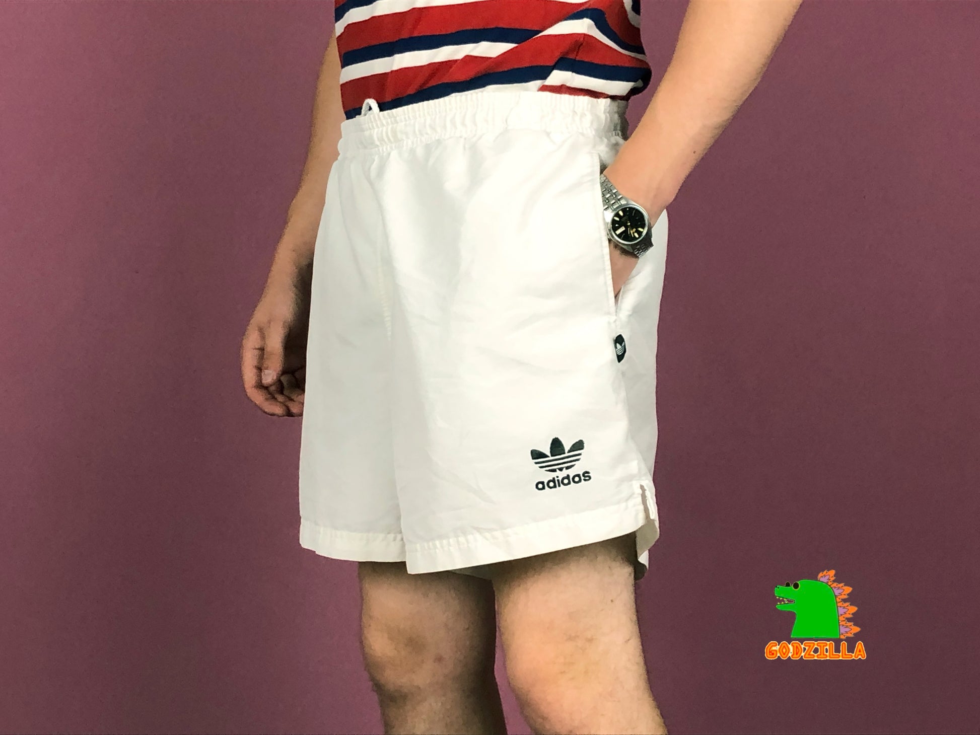 90s Adidas Vintage Men's Track Shorts - Medium White Polyester