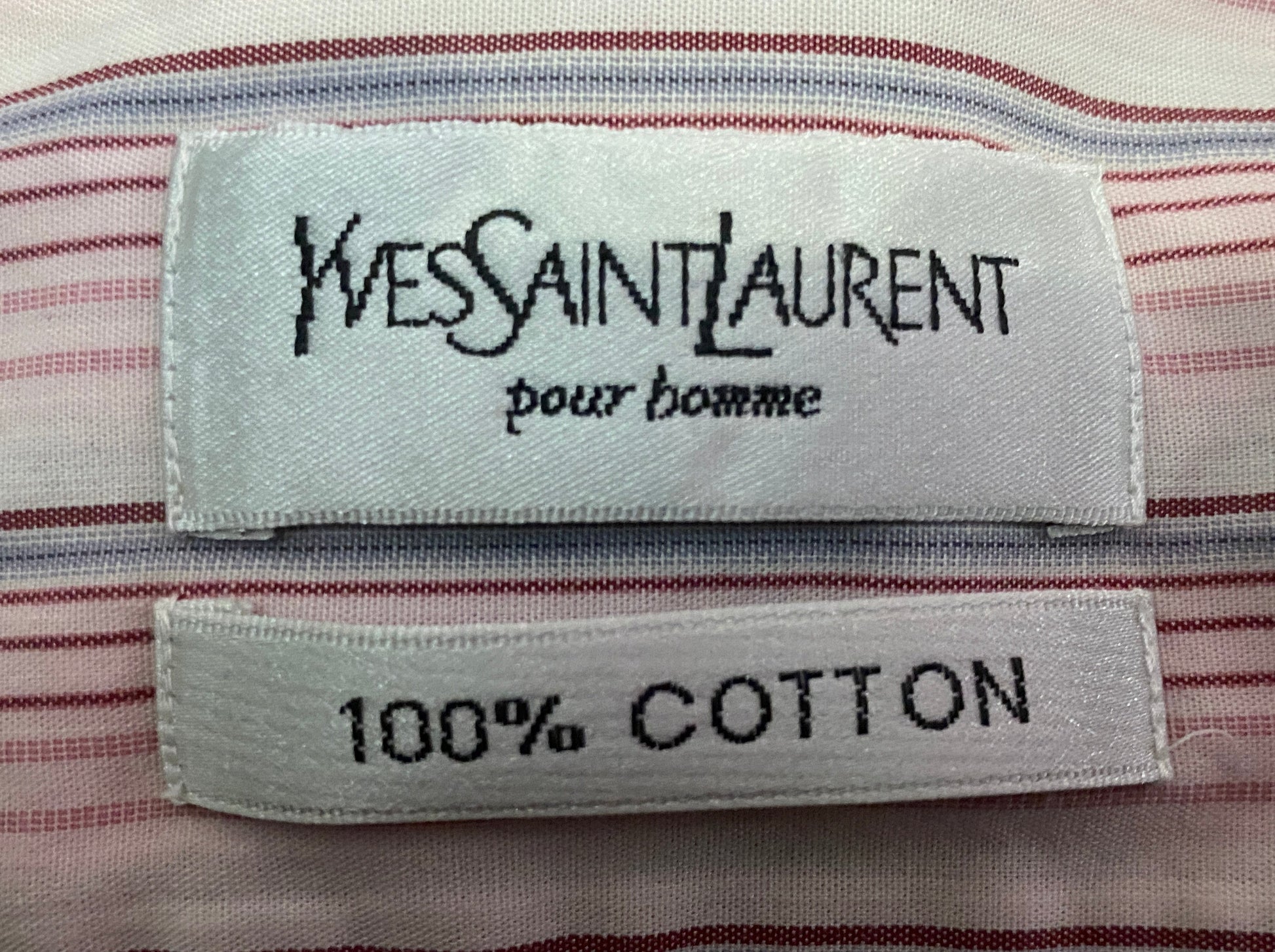 Yves Saint Laurent Vintage Men's Striped Shirt - Medium White & Pink Cotton