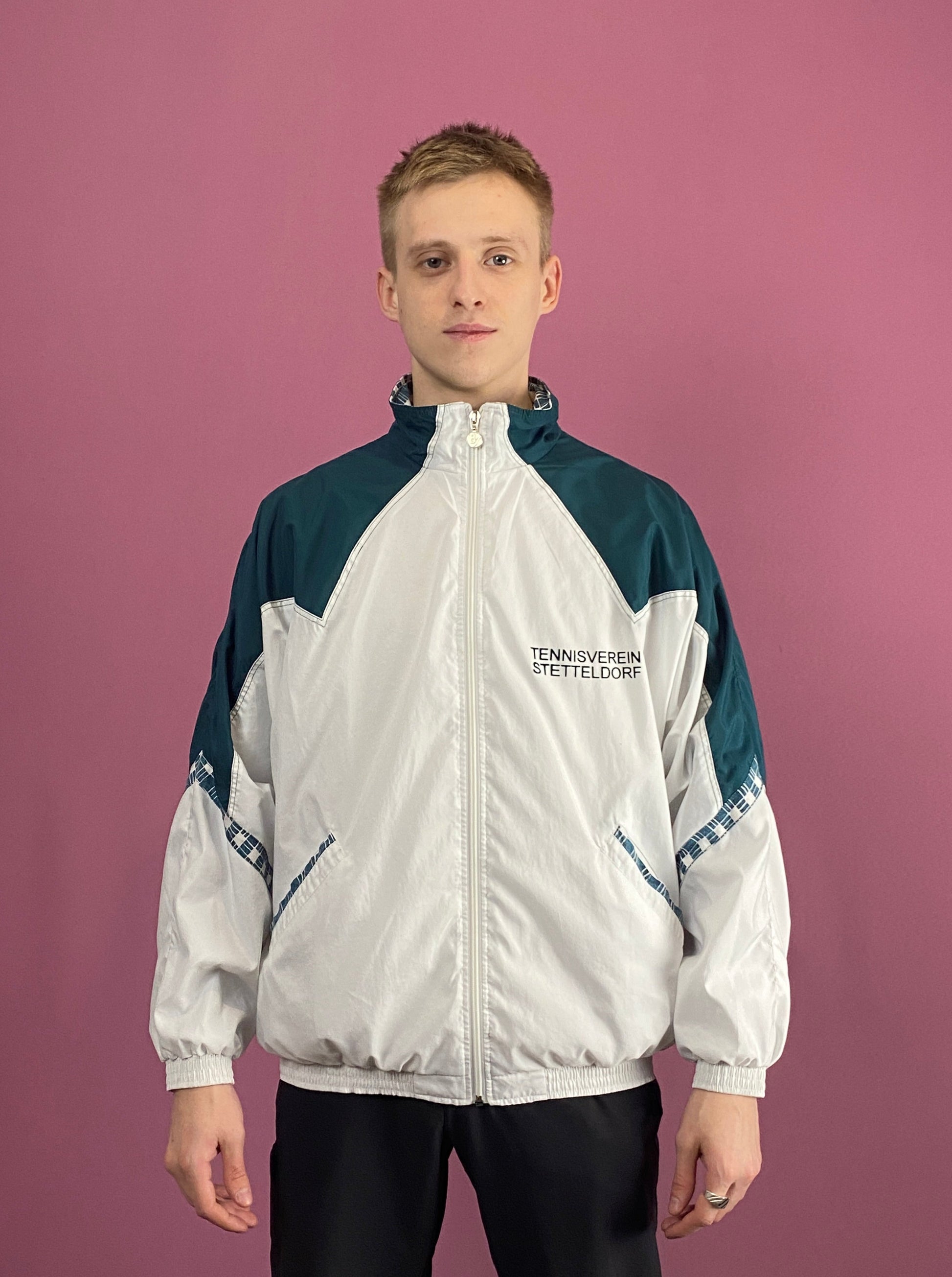 B-Sportive Vintage Men's Windbreaker Jacket - Medium White Polyester