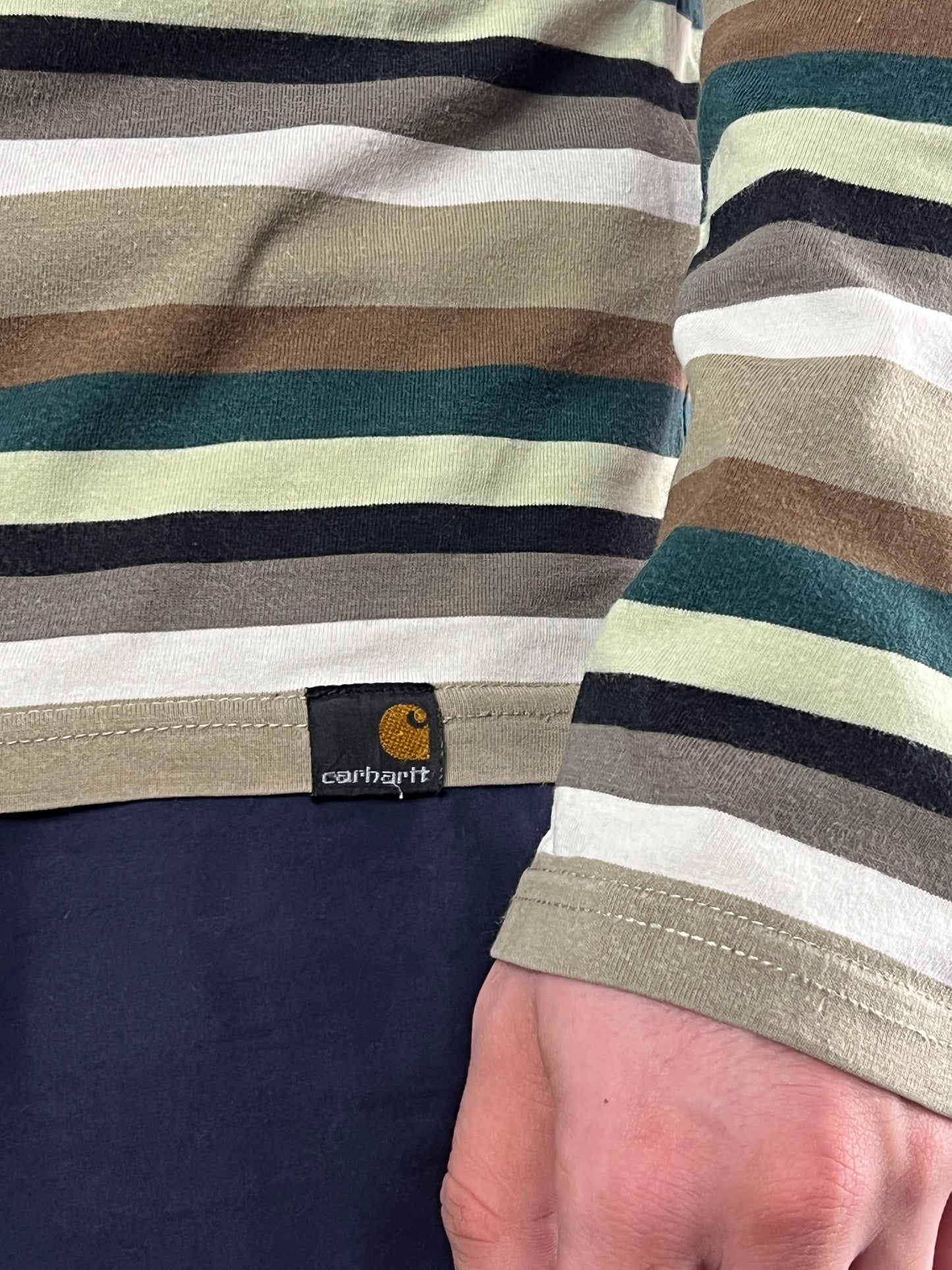 Carhartt Vintage Men's Striped Long Sleeve - L Multicolor Cotton